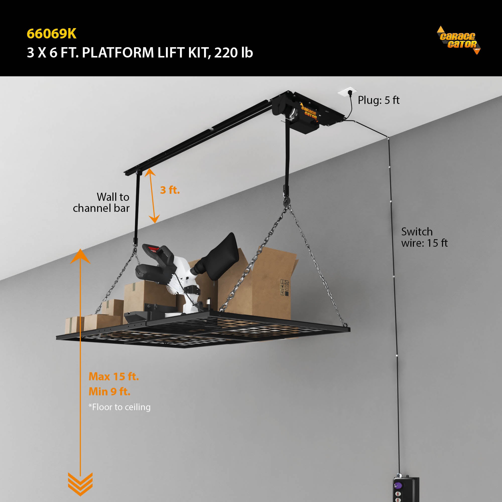 Garage Gator 3 ft x 6 ft Platform 220 lb Lift Kit