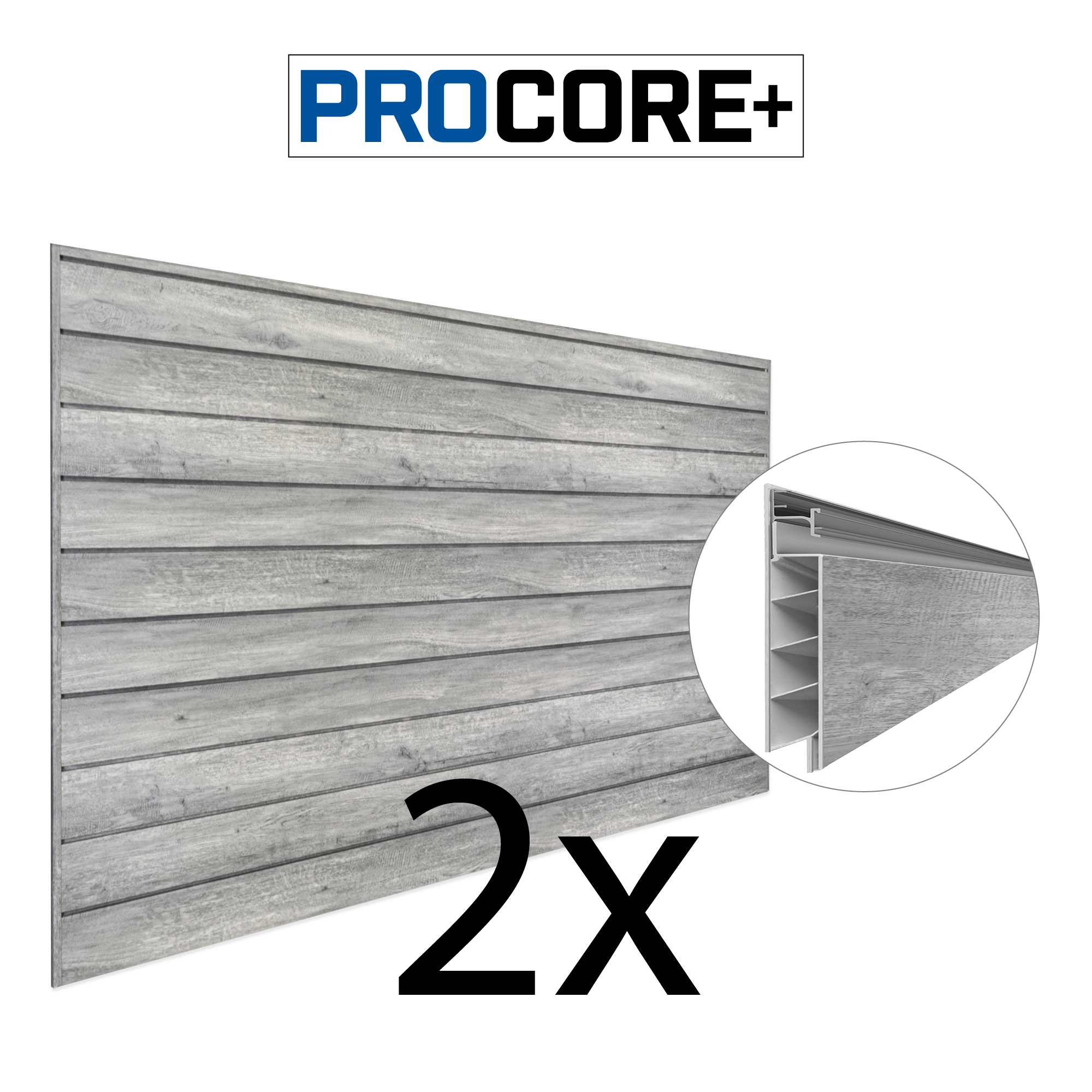 4 x 8 ft. PROCORE PLUS PVC Slatwall – 2 Pack 64 sq ft