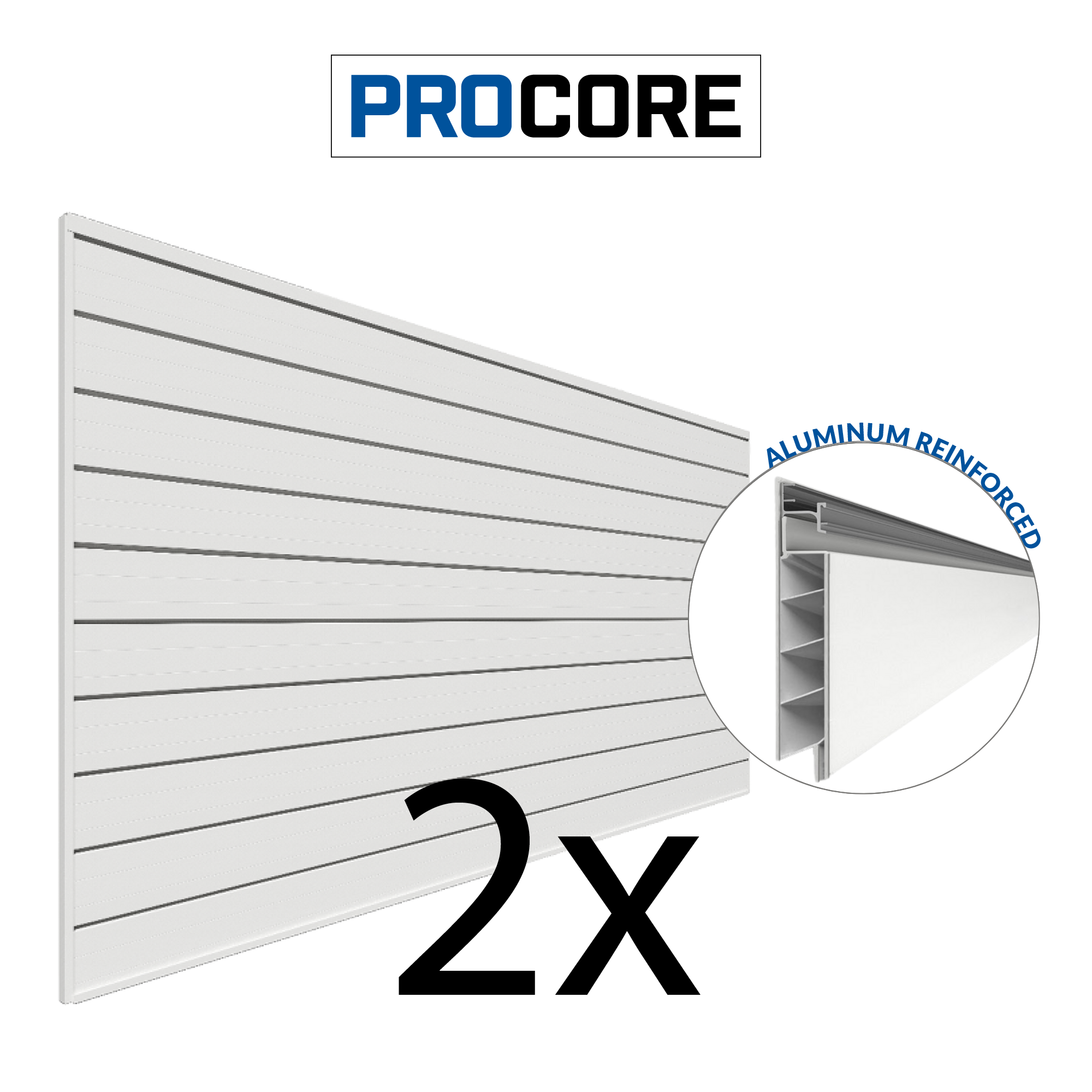 4 ft. x 8 ft. PROCORE PVC Slatwall – 2 Pack 64 sq ft