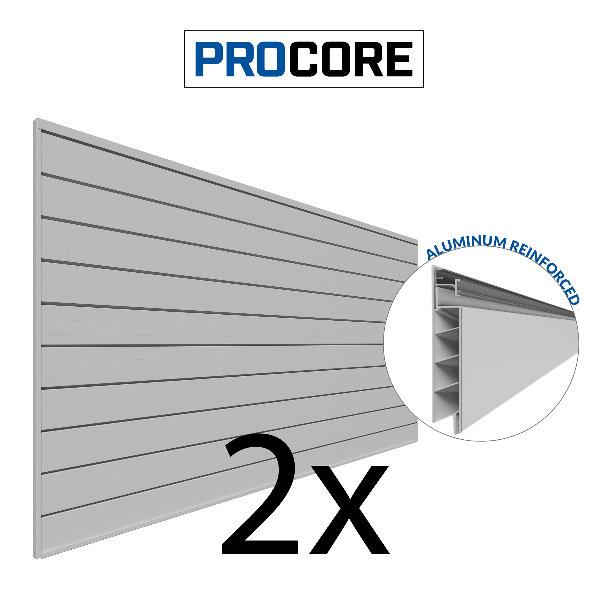 4 ft. x 8 ft. PROCORE PVC Slatwall – 2 Pack 64 sq ft