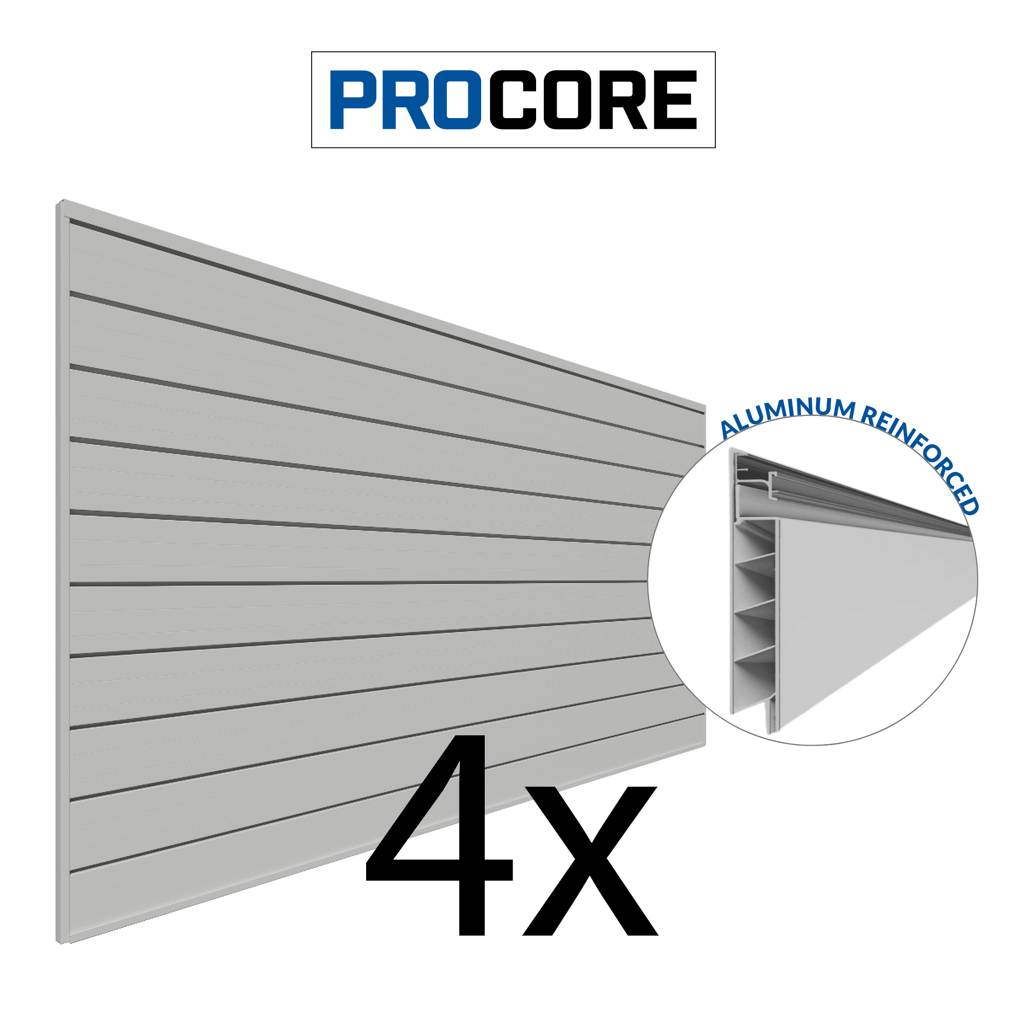 4 ft. x 8 ft. PROCORE PVC Slatwall – 4 Pack 128 sq ft