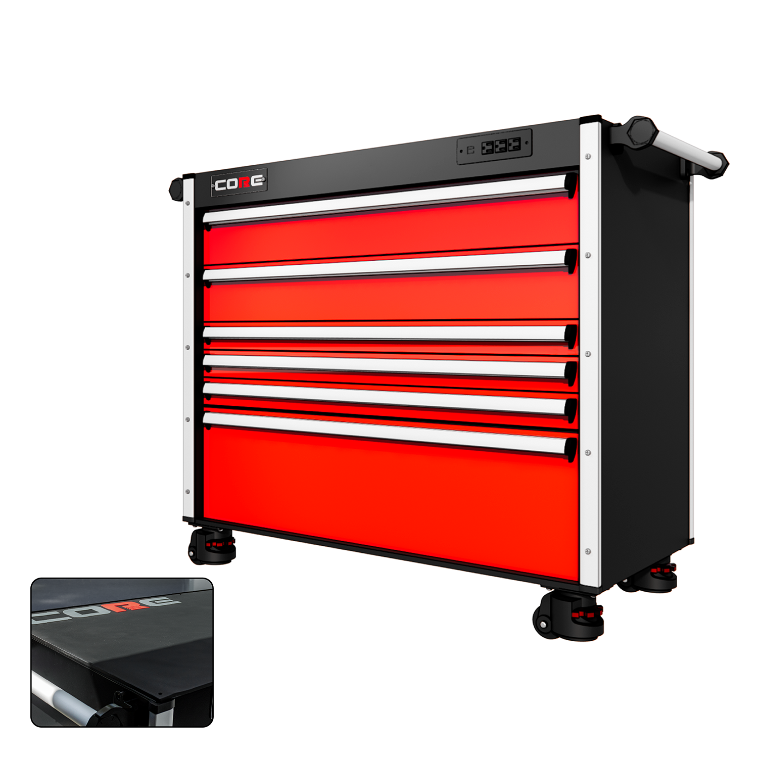 44 Series - 6 Drawers - Black Handles - Traditional Casters