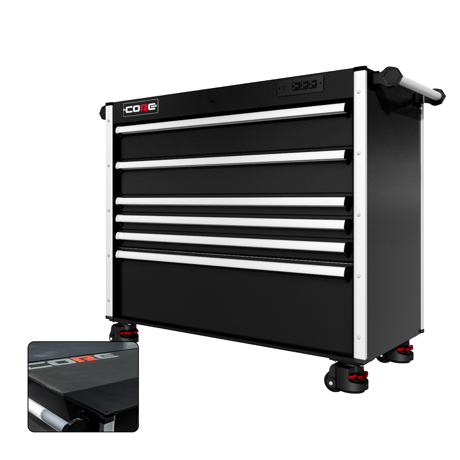 44 Series - 6 Drawers - Silver Handles - Foot Casters