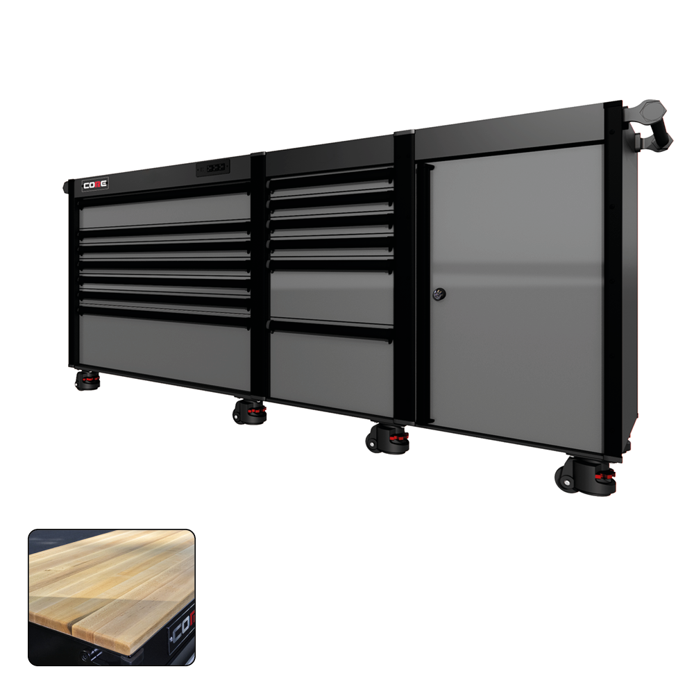 88 Series - 13 Drawers - Black Handles - Foot Casters