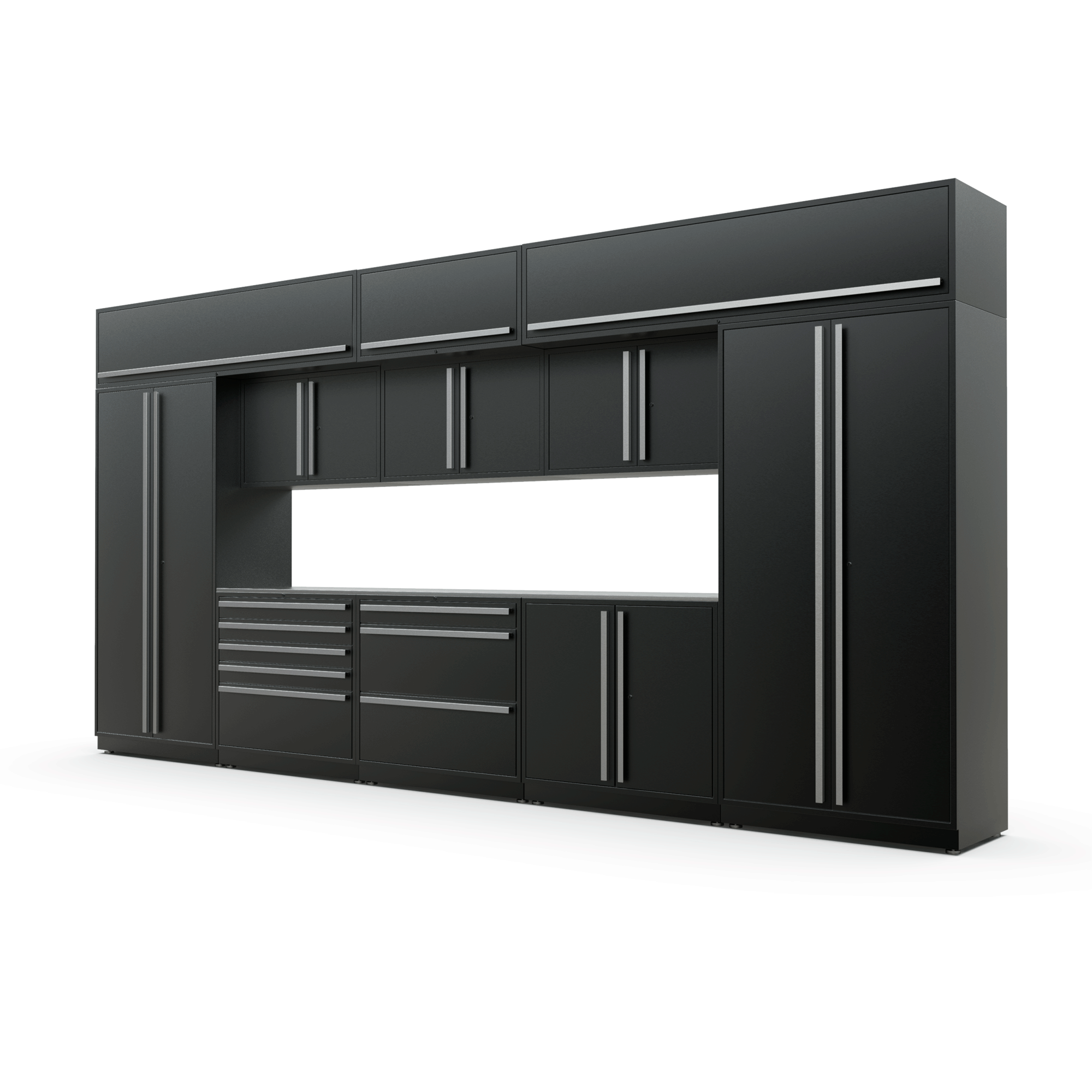 North American Made FusionPlus Garage Cabinets 16ft set with Overheads