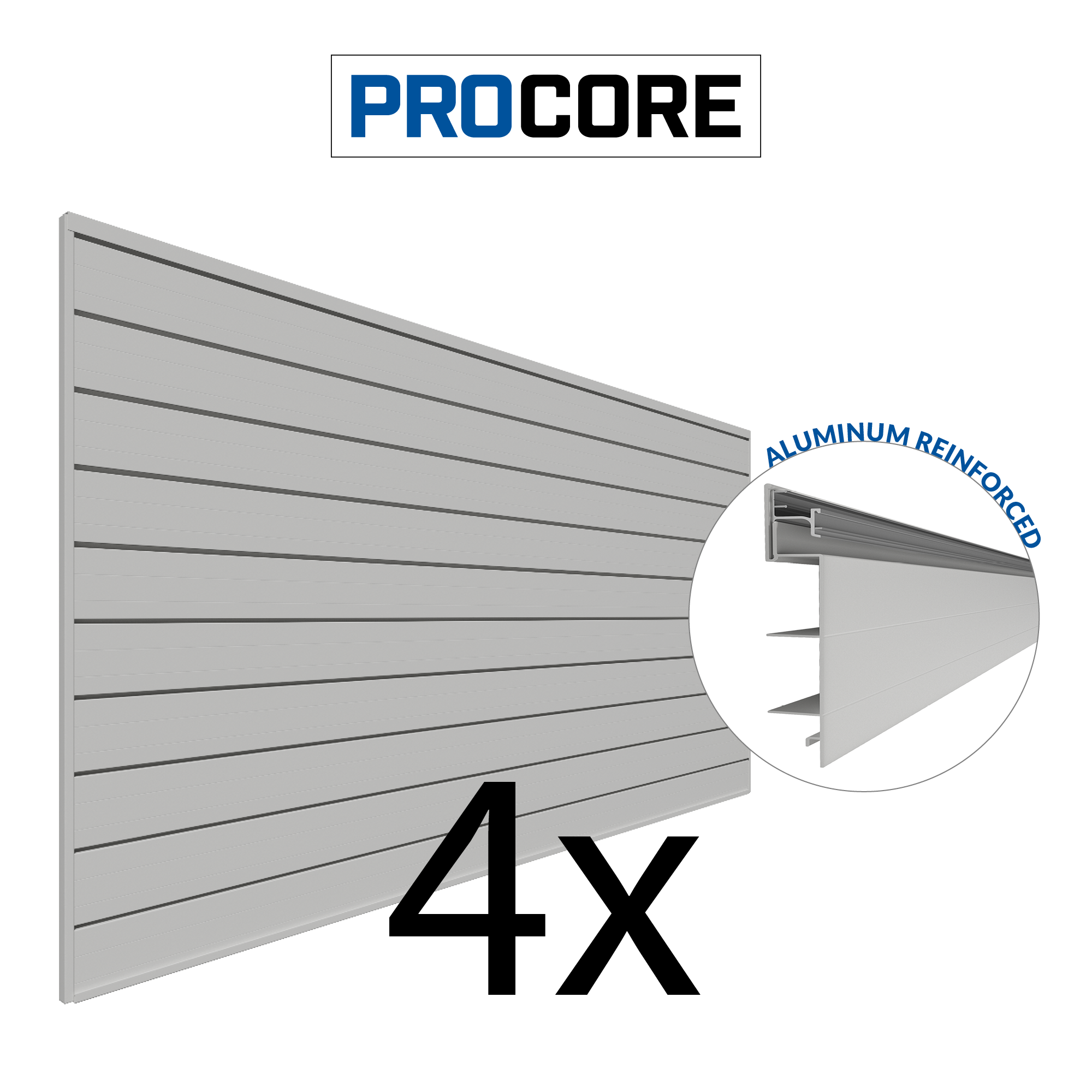 4 x 8ft. PROCORE PVC Slatwall Gray – 4 Pack 128 sq ft