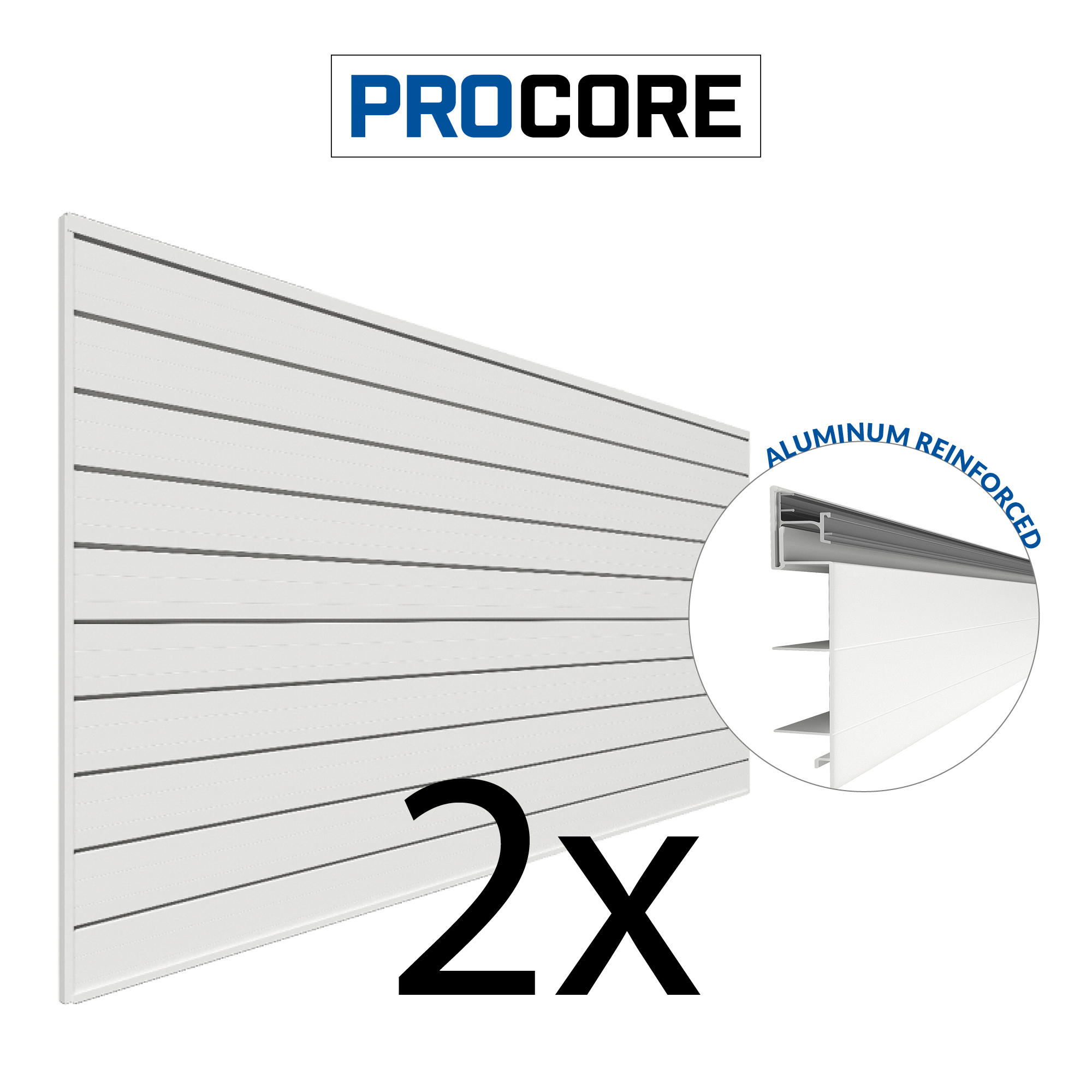 4 x 8ft. PROCORE PVC Slatwall White – 2 Pack 64 sq ft