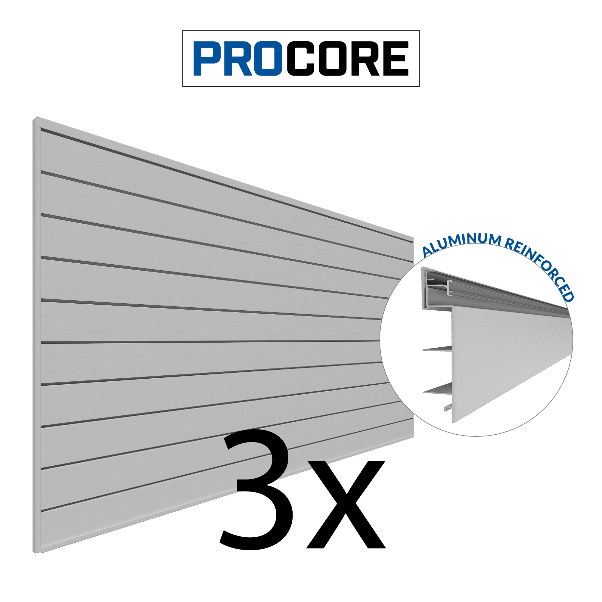 4 x 8ft. PROCORE PVC Slatwall Gray – 3 Pack 96 sq ft