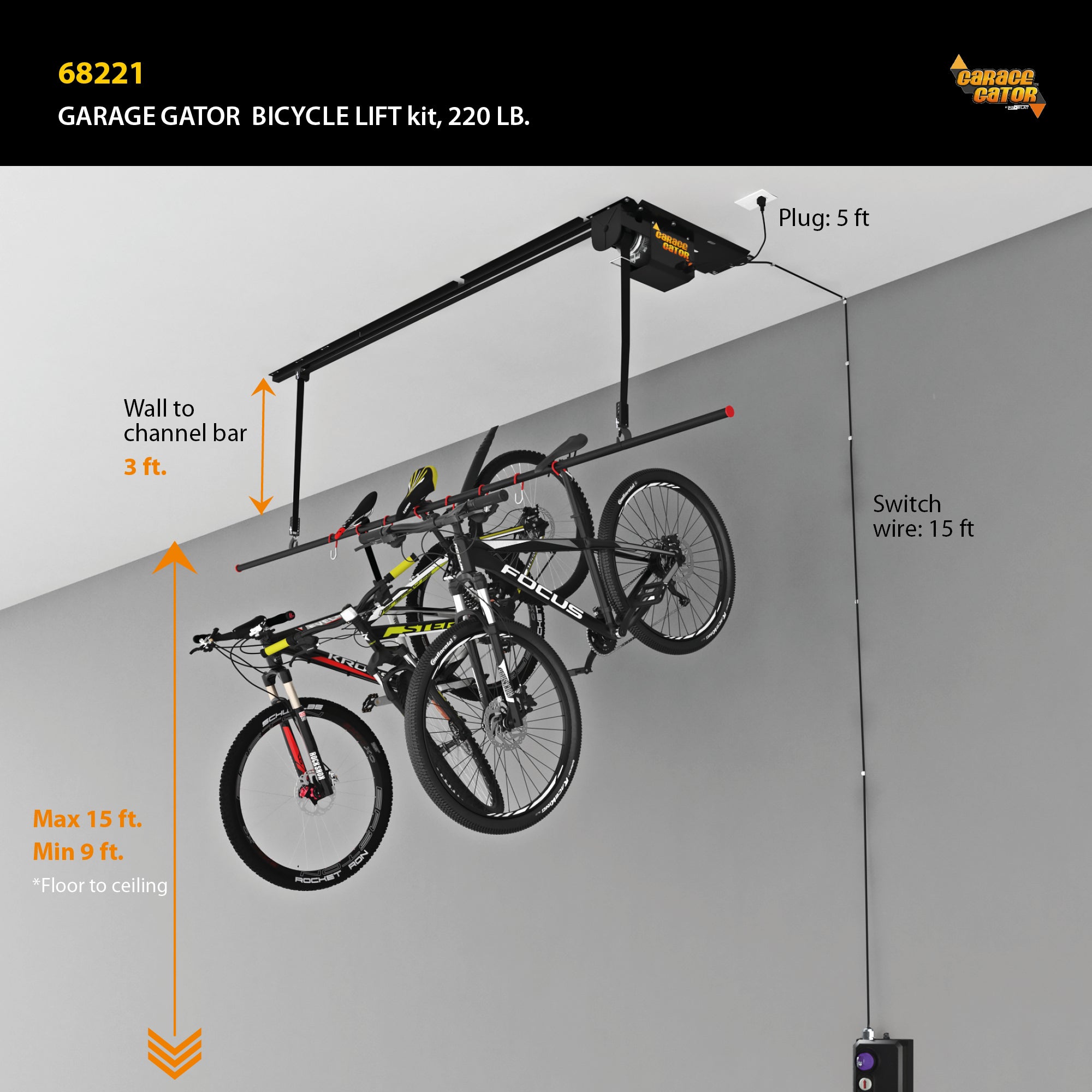 Garage Gator Eight Bicycle 220 lb Lift Kit