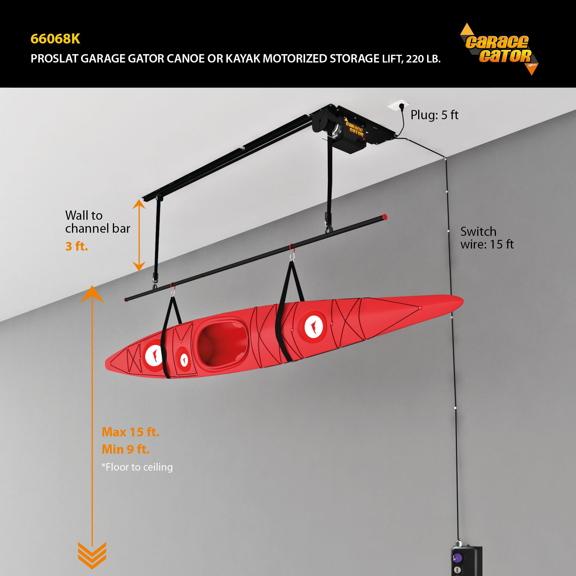 Garage Gator Single Canoe & Kayak 220 lb Hoist kit