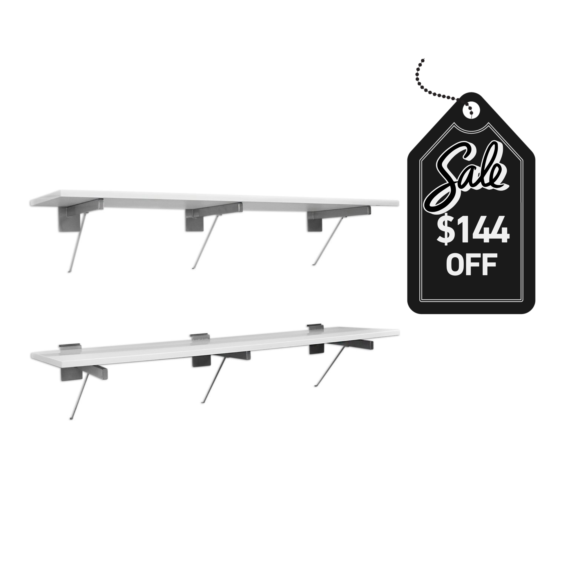 48 in. White Shelf – 2 pack