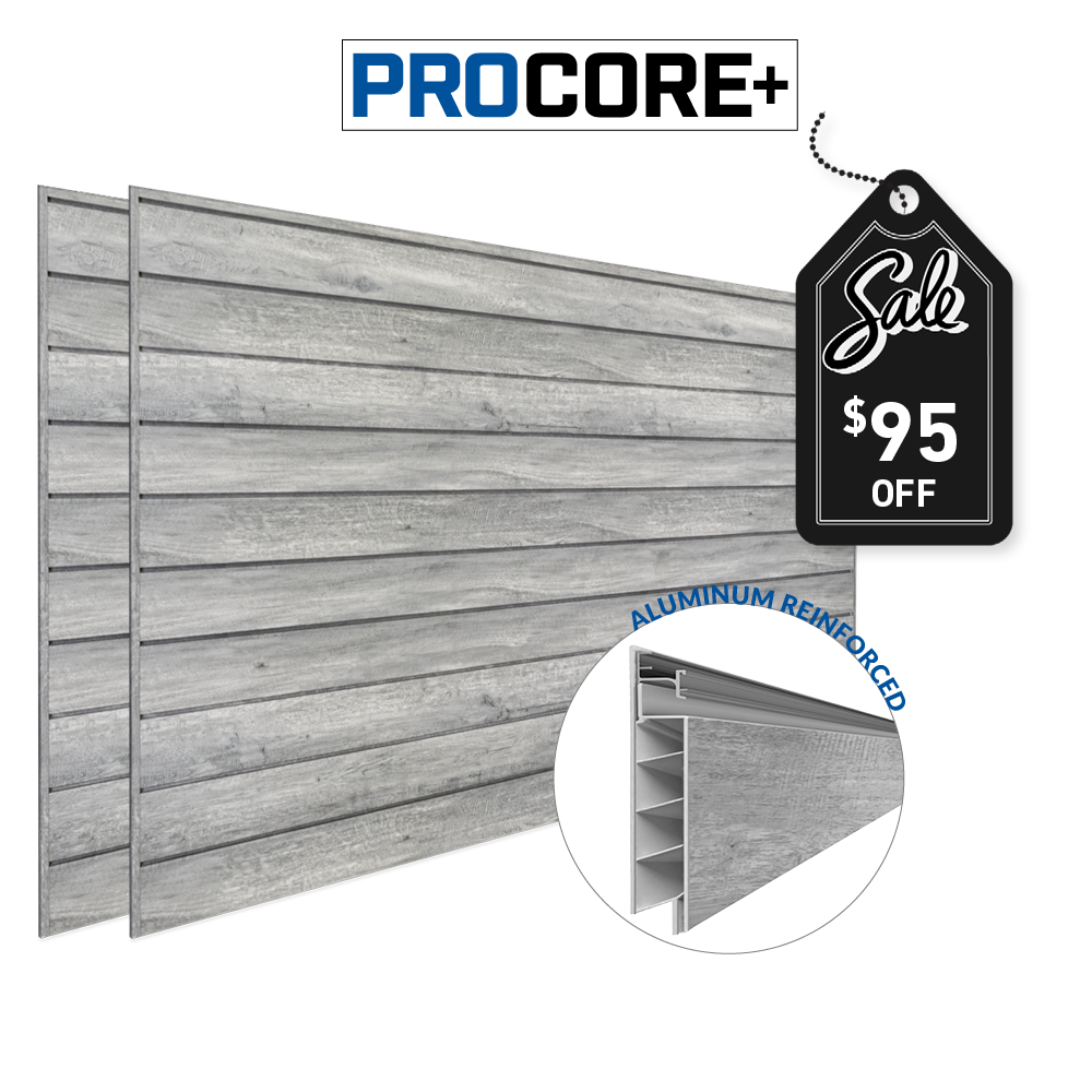 4 ft. x 8 ft. PROCORE+ Gray Wood PVC Slatwall – 2 Pack 64 sq ft