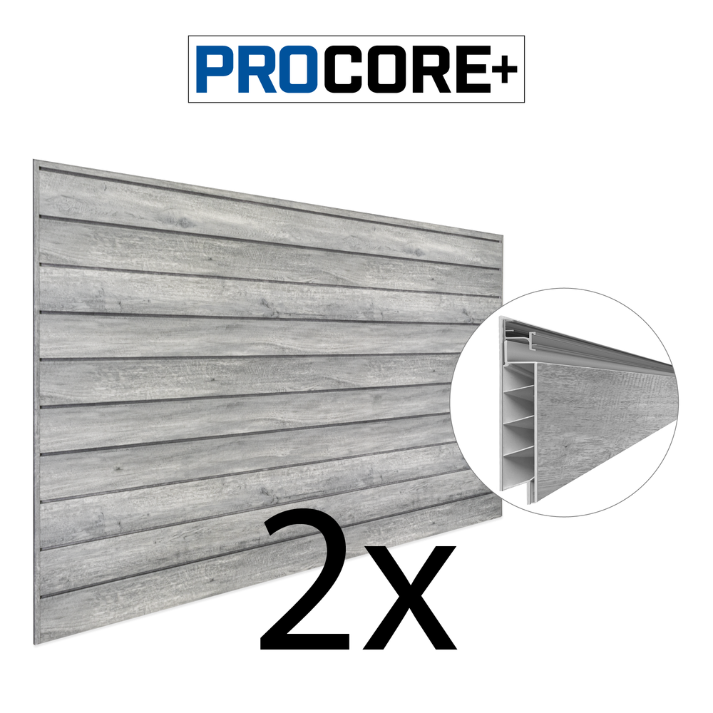 8 ft. x 4 ft. PROCORE+ Gray Wood PVC Slatwall – 2 Pack 64 sq ft