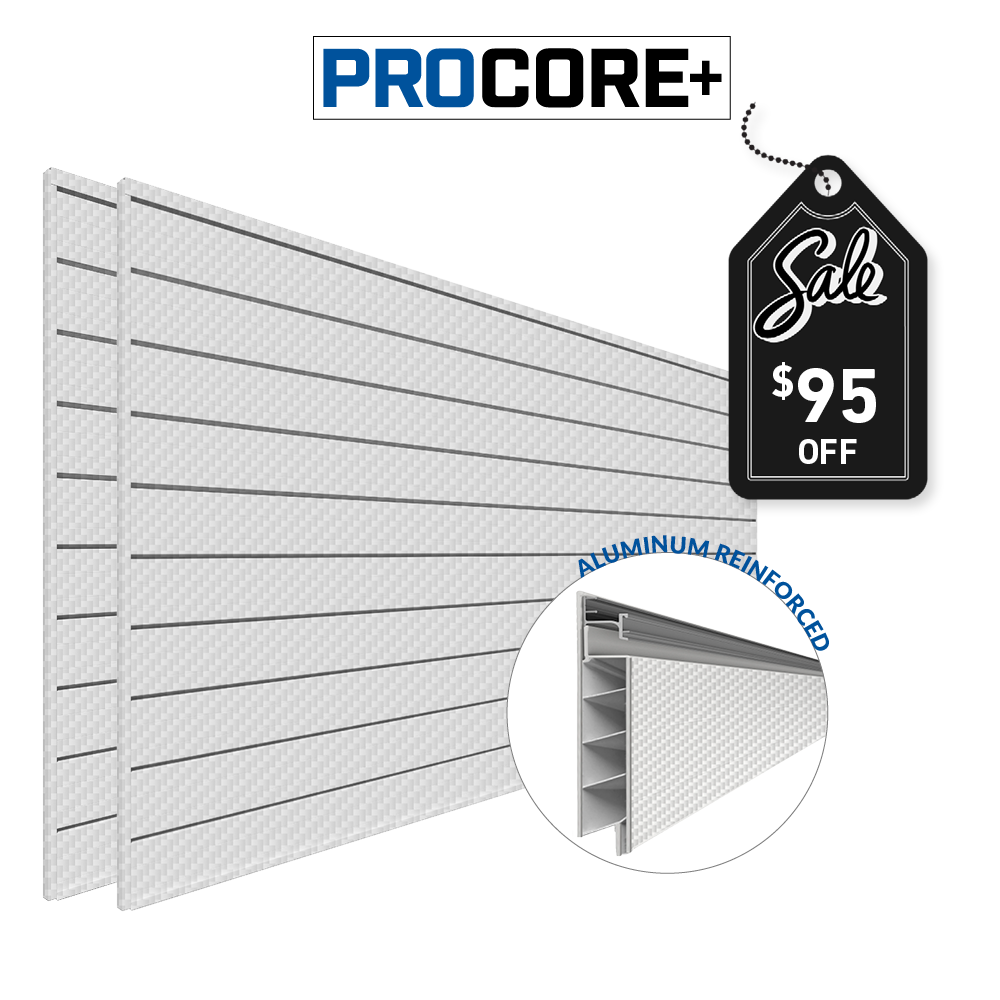 4 ft. x 8 ft. PROCORE+ Silver Gray Carbon Fiber PVC Slatwall – 2 Pack 64 sq ft