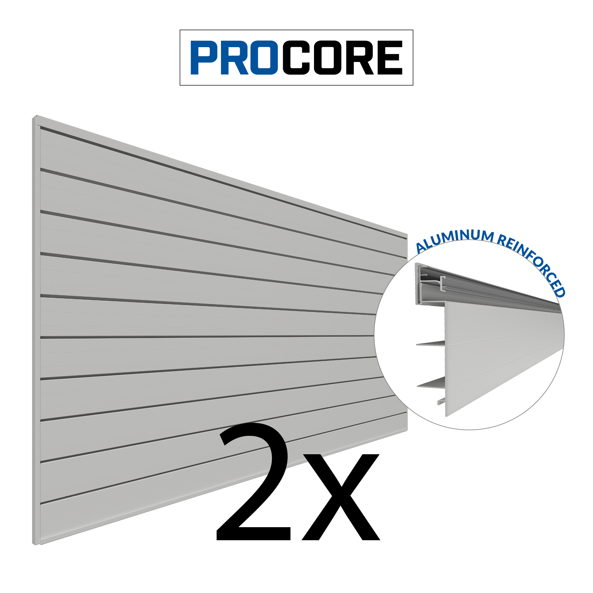 4 x 8ft. PROCORE PVC Slatwall Gray – 2 Pack 64 sq ft