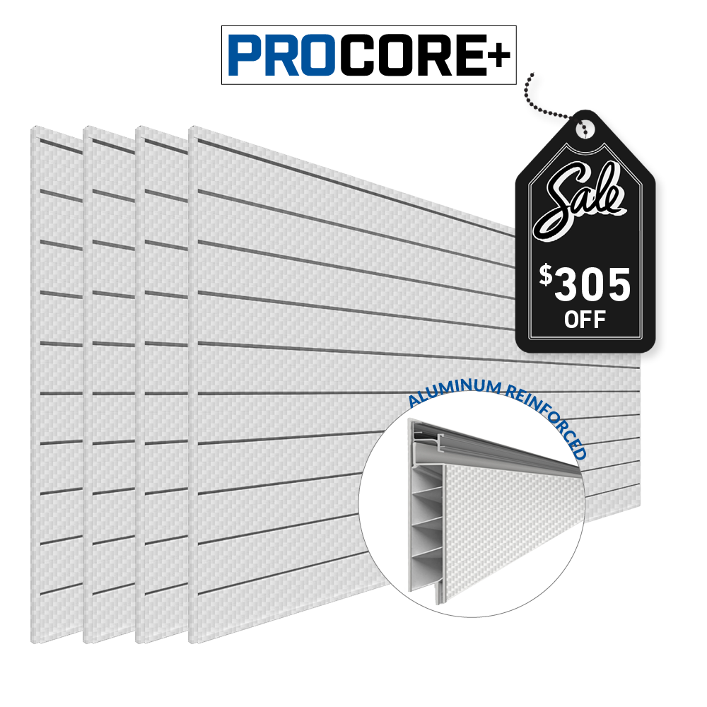 4 ft. x 8ft. PROCORE+ Silver Gray Carbon Fiber PVC Slatwall – 4 Pack 128 sq ft