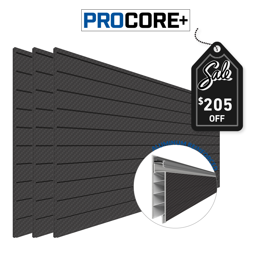 4 ft. x 8 ft. PROCORE+ Black Carbon Fiber PVC Slatwall – 3 Pack 96 sq ft