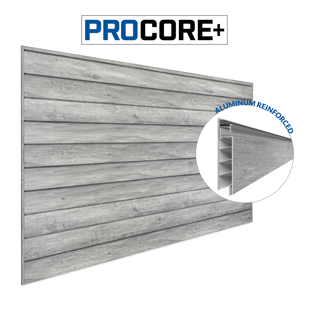 8 ft. x 4 ft. PROCORE+ Gray Wood PVC Slatwall