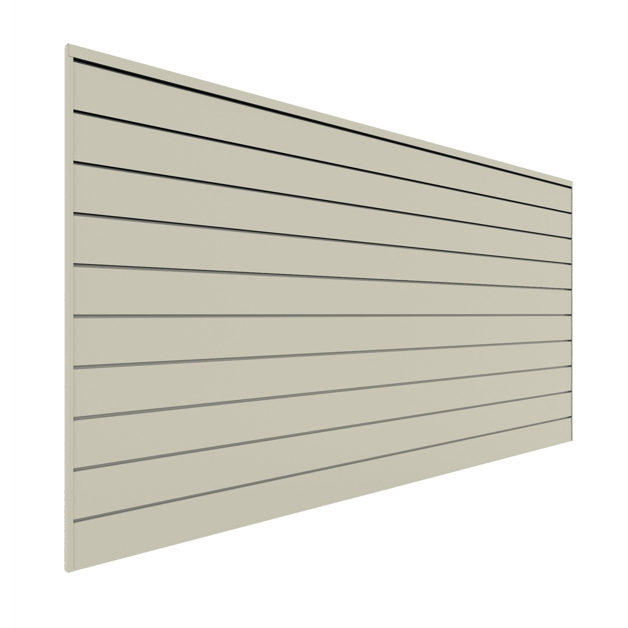 Best Slatwall garage storage system. Durable PVC. Strong Slatwall with a lifetime warranty. 4x8 ft Slatwall Section. Sandstone Beige Slatwall. Sandstone Beige Slat board . Perfect for garage tool storage. Garage wall organization.