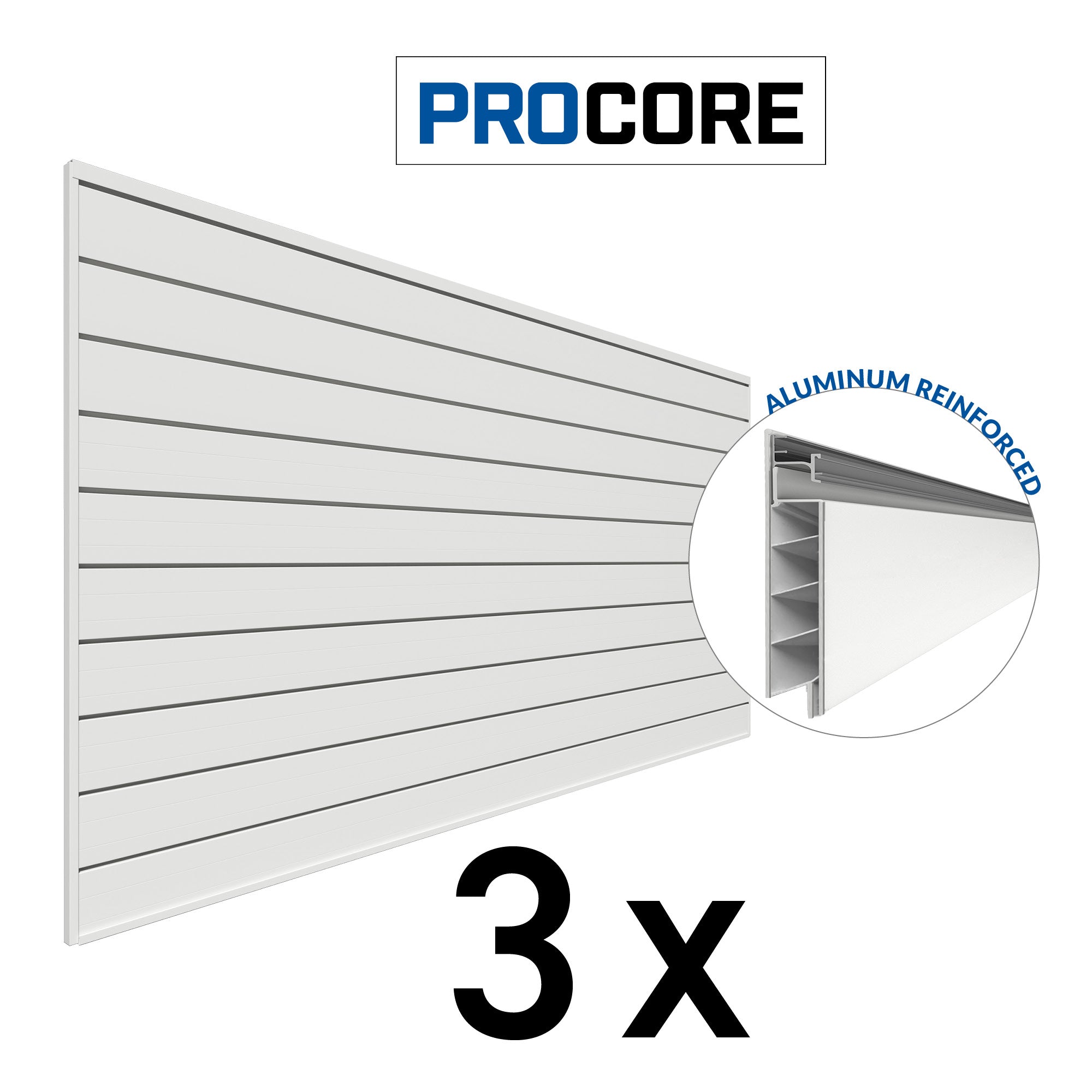 4 ft. x 8 ft. PROCORE PVC Slatwall – 3 Pack 96 sq ft