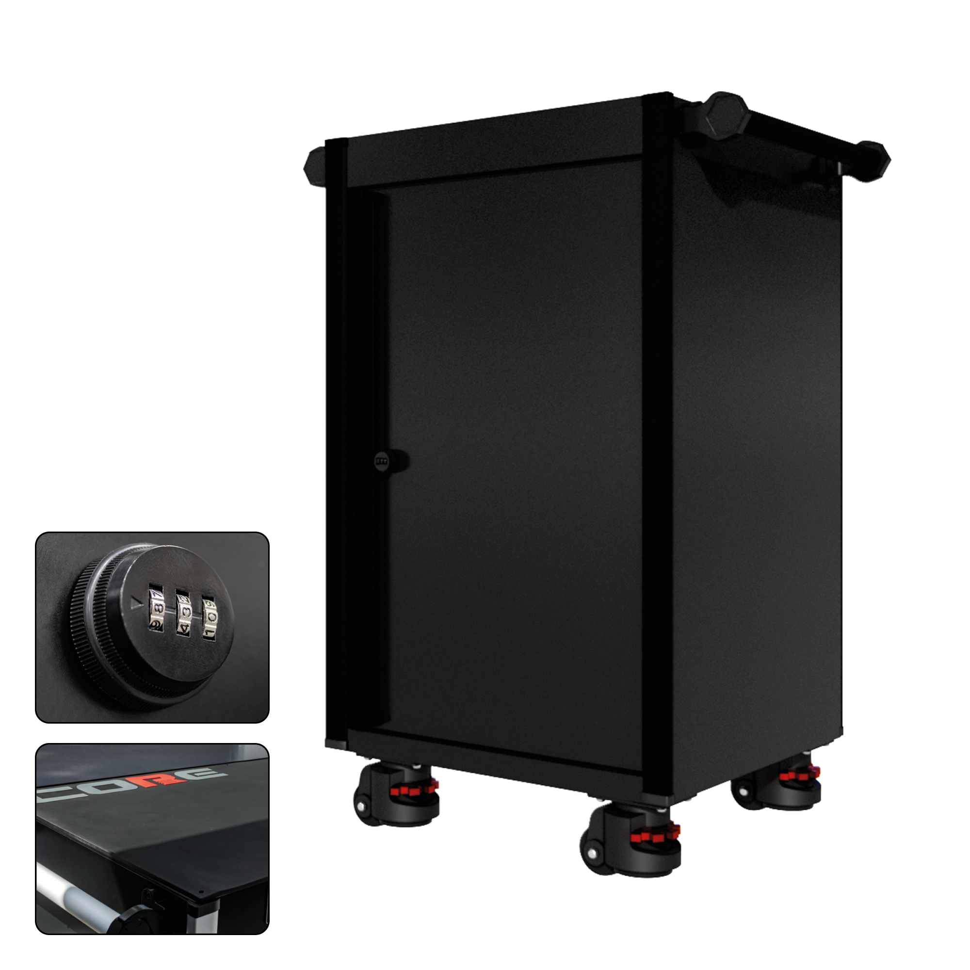 22 Series - Locker - Black Handles - Foot Casters