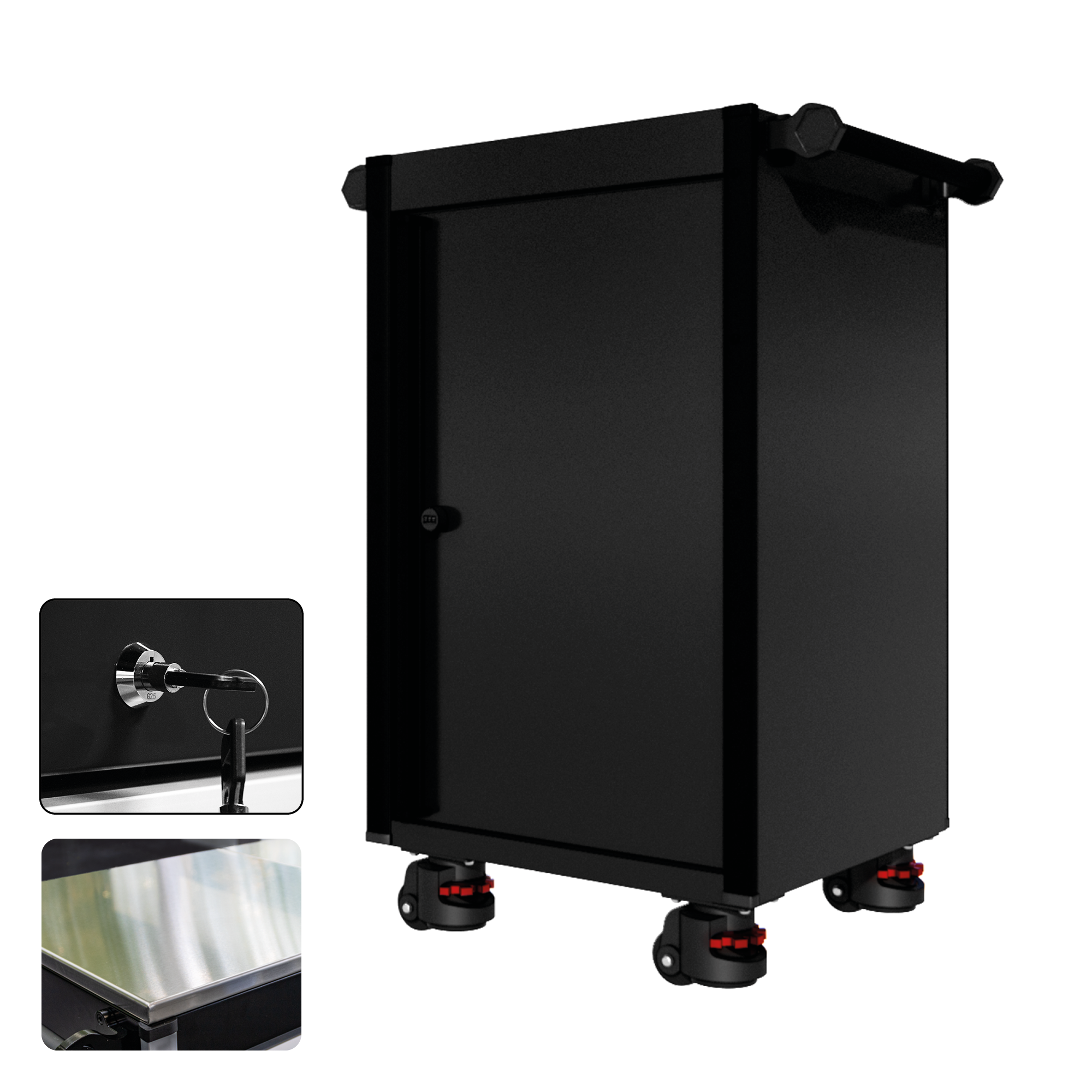 22 Series - Locker - Black Handles - Foot Casters