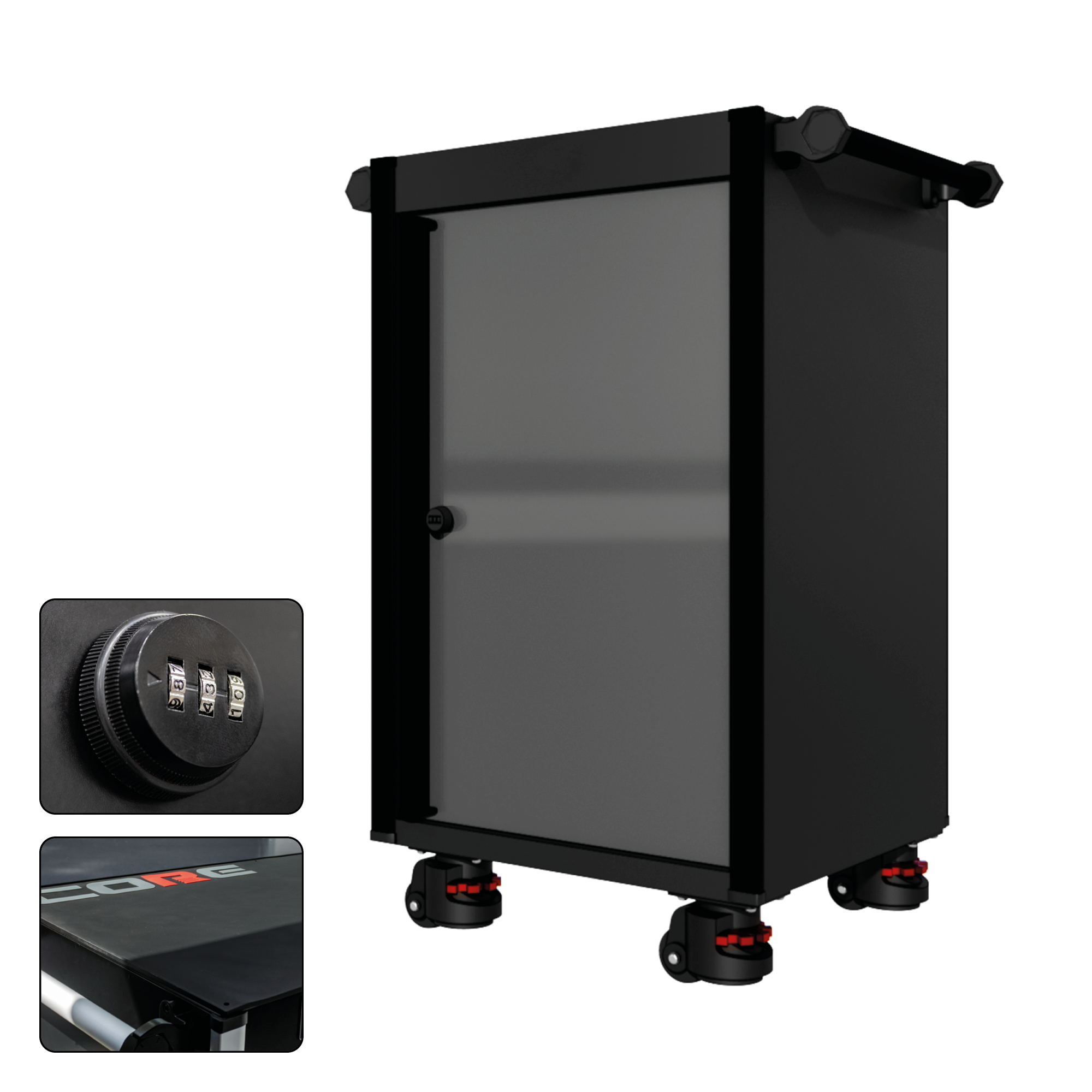 22 Series - Locker - Black Handles - Foot Casters