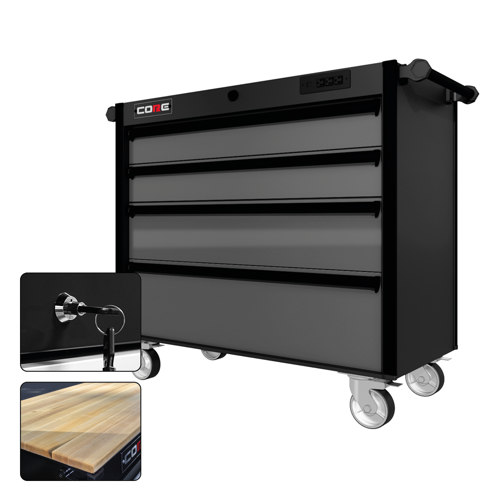 44 Series - 4 Drawers - Black Handles - Traditional Casters