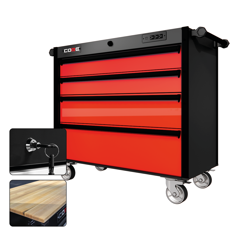 44 Series - 4 Drawers - Black Handles - Traditional Casters