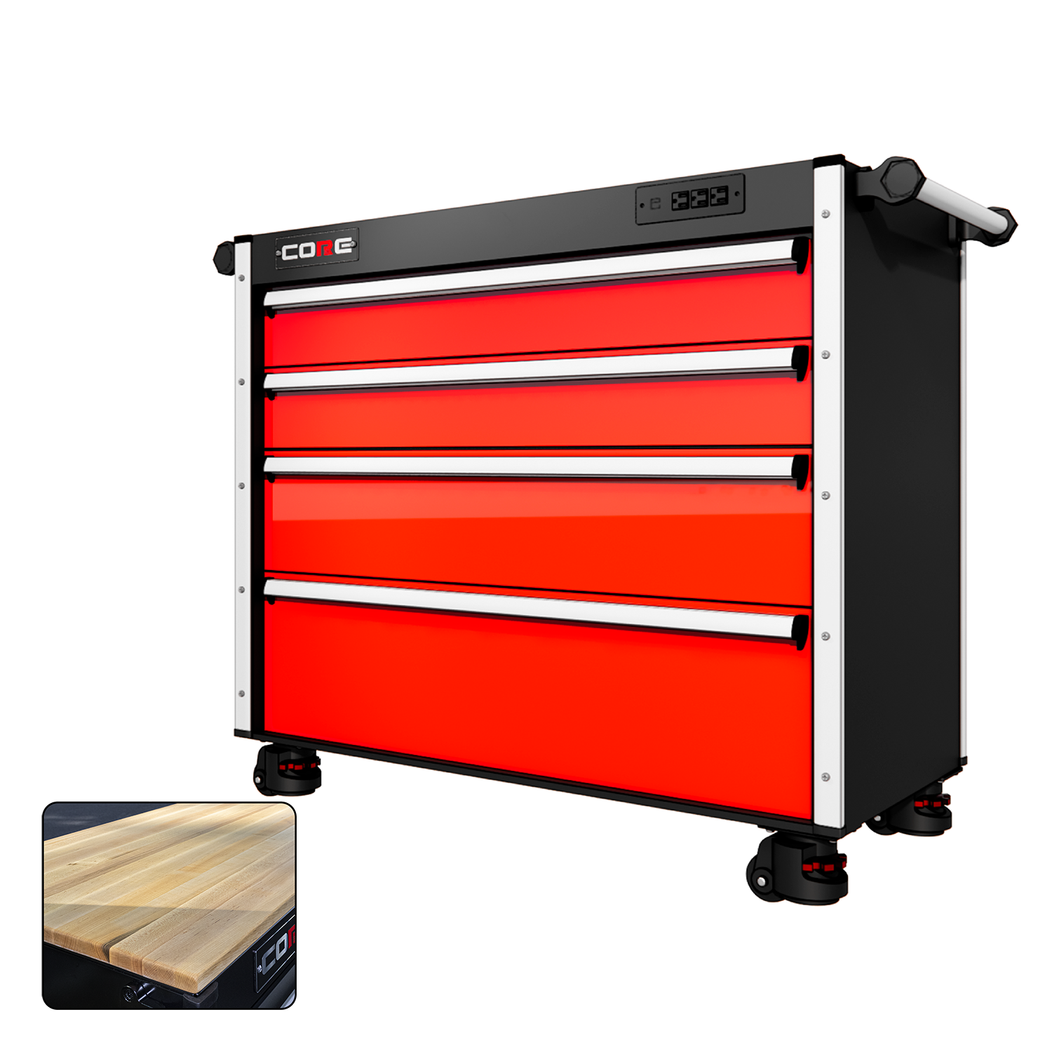 44 Series - 4 Drawers - Silver Handles - Foot Casters