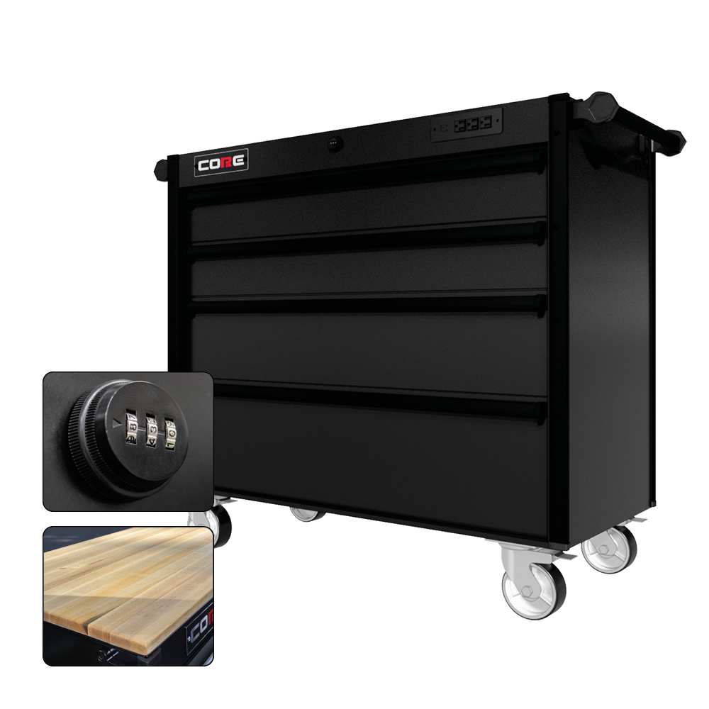 44 Series - 4 Drawers - Black Handles - Traditional Casters