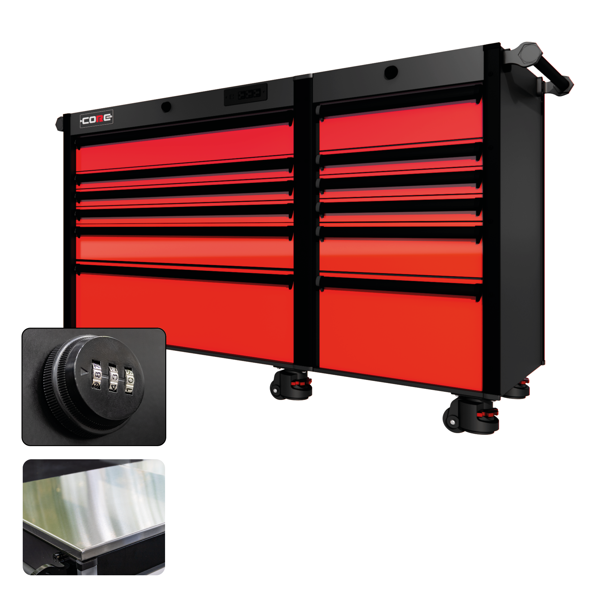 66 Series - 12 Drawers - Black Handles - Foot Casters