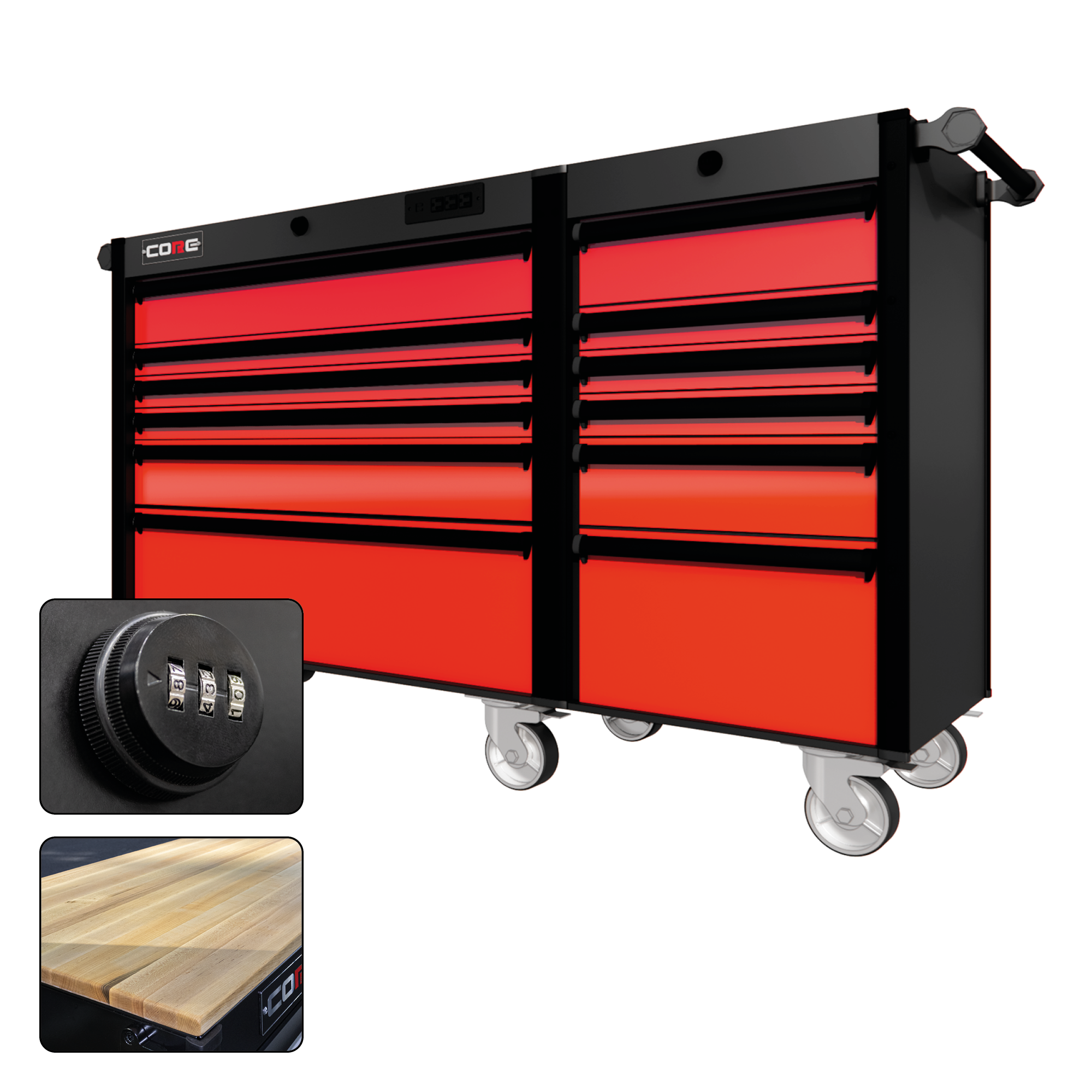 66 Series - 12 Drawers - Black Handles - Traditional Casters