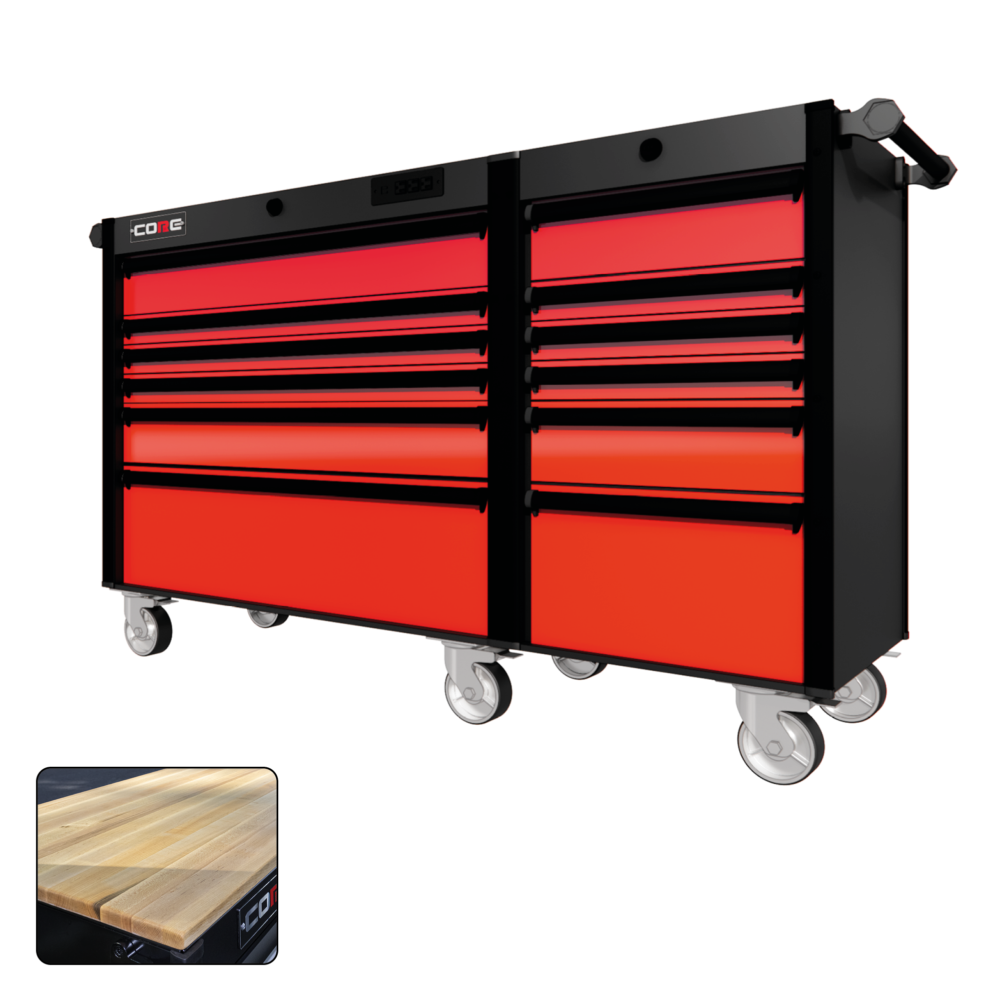 66 Series - 12 Drawers - Black Handles - Traditional Casters