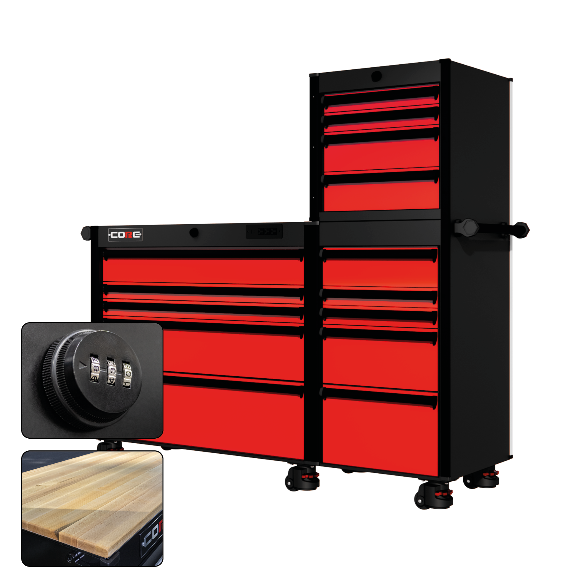 66 Series - 15 Drawers - Black Handles - Foot Casters