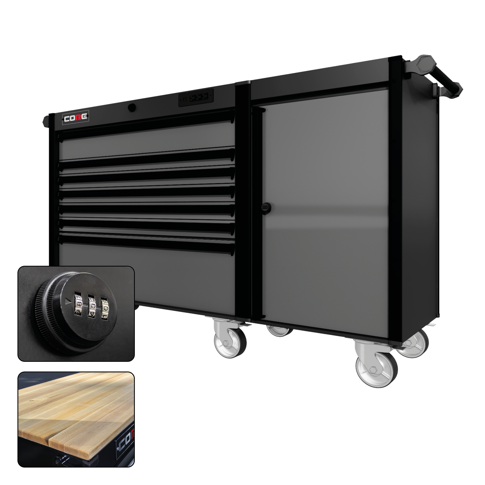 66 Series - 7 Drawers - Black Handles - Traditional Casters