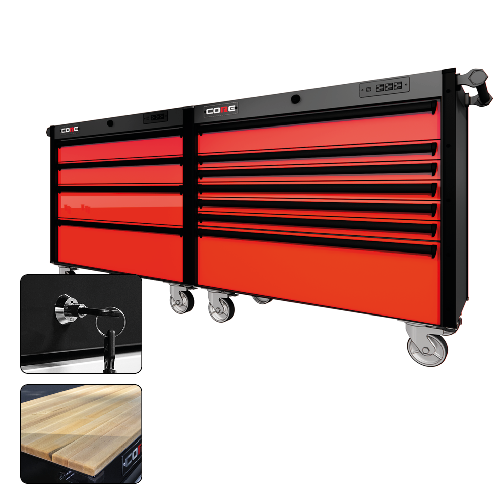 88 Series - 11 Drawers - Black Handles - Traditional Casters