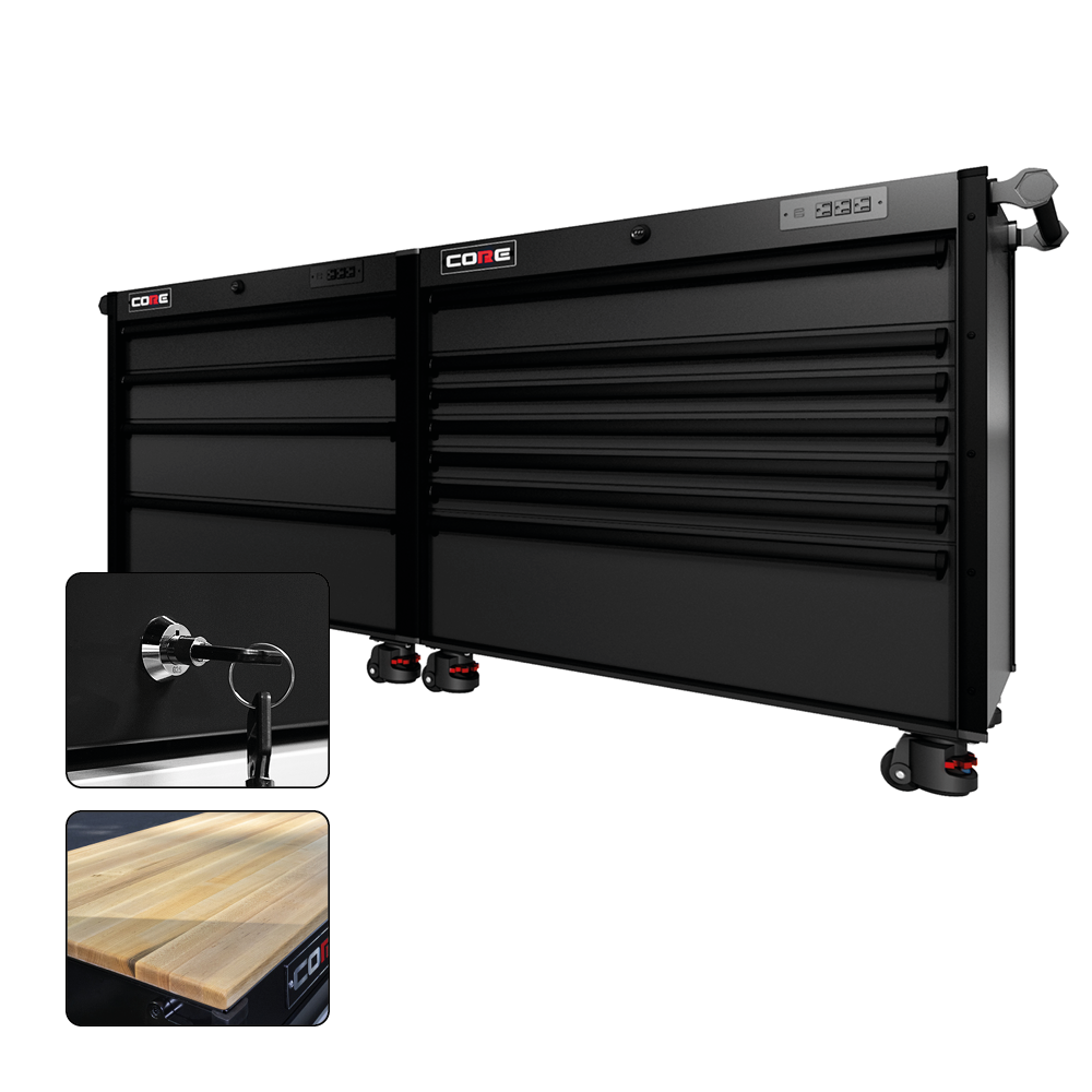 88 Series - 11 Drawers - Black Handles - Foot Casters