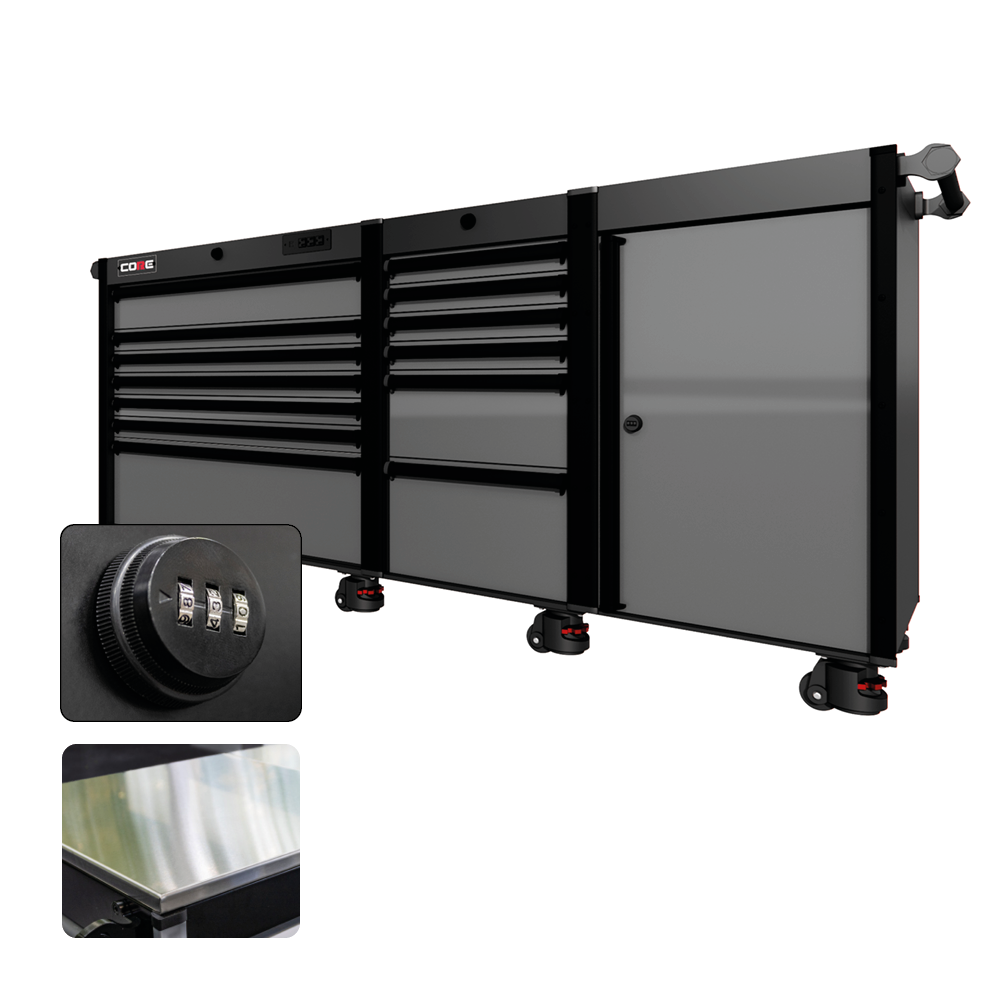 88 Series - 13 Drawers - Black Handles - Foot Casters