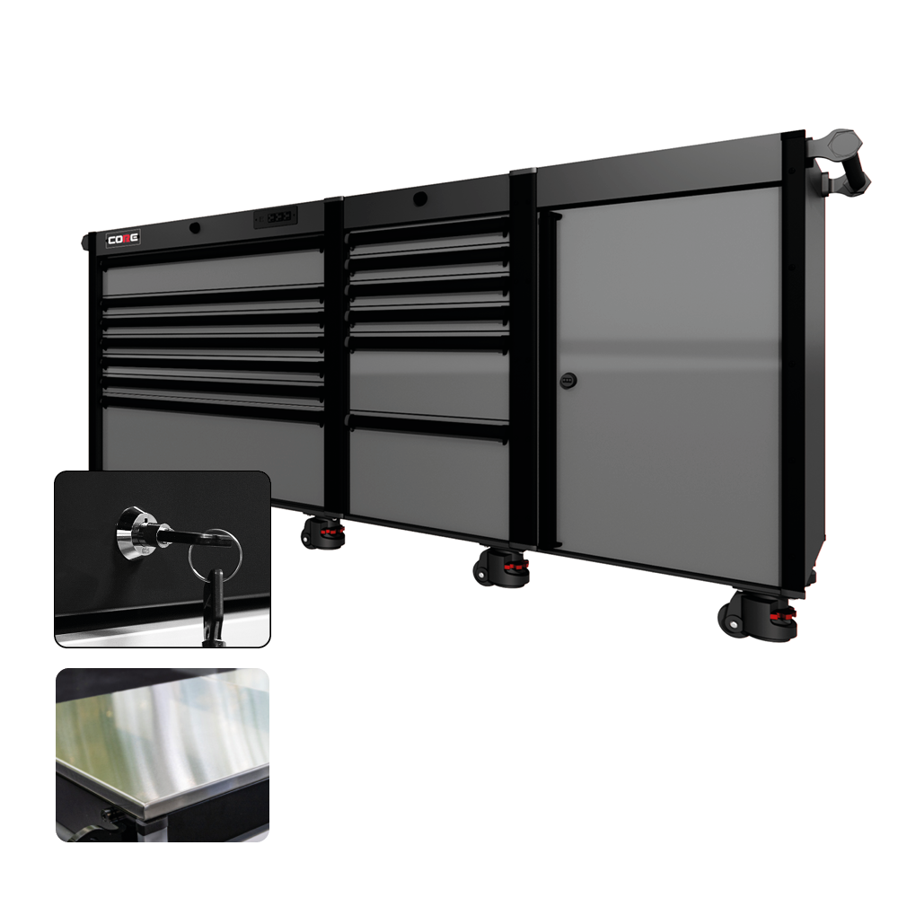 88 Series - 13 Drawers - Black Handles - Foot Casters