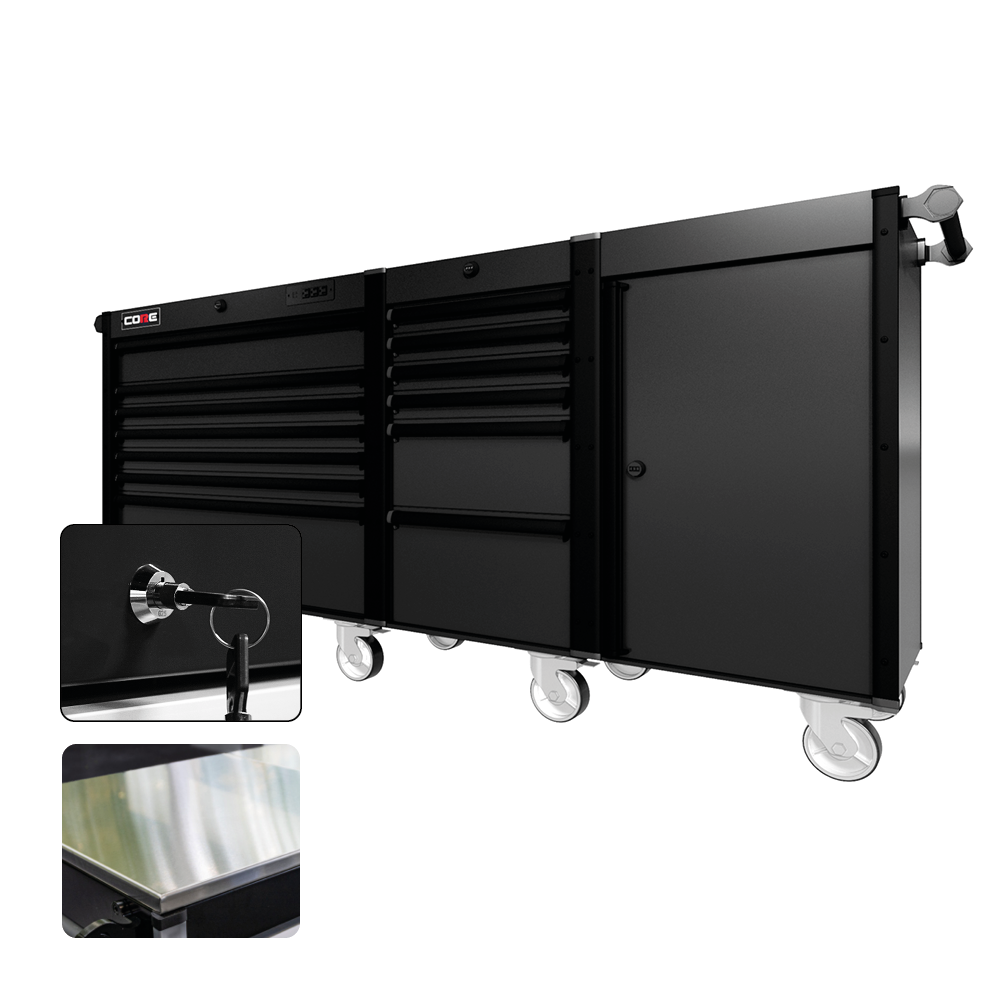 88 Series - 13 Drawers - Black Handles - Traditional Casters