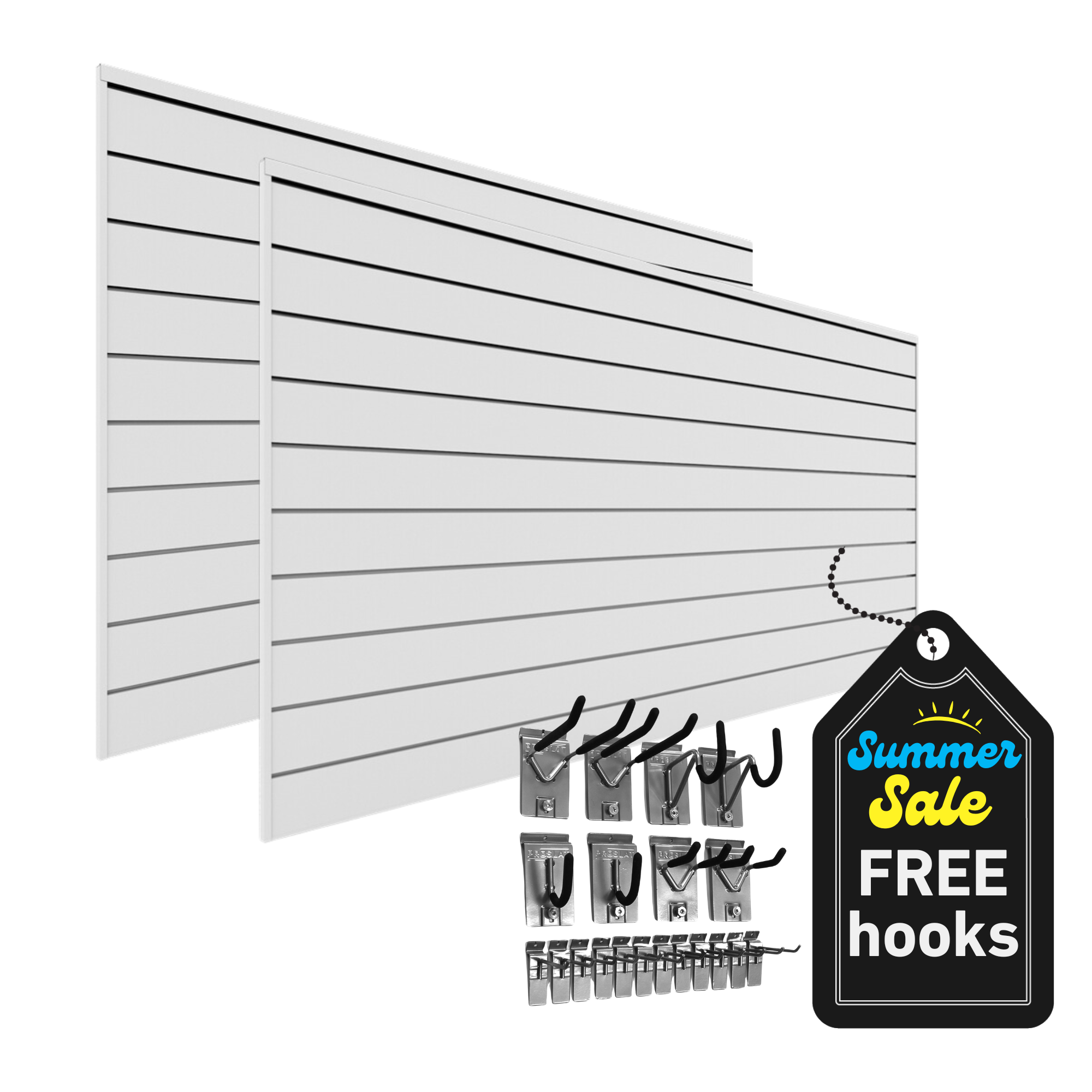 4 ft. x 8 ft. PVC Slatwall – 2 pack 64 sq.ft + FREE Hook kit