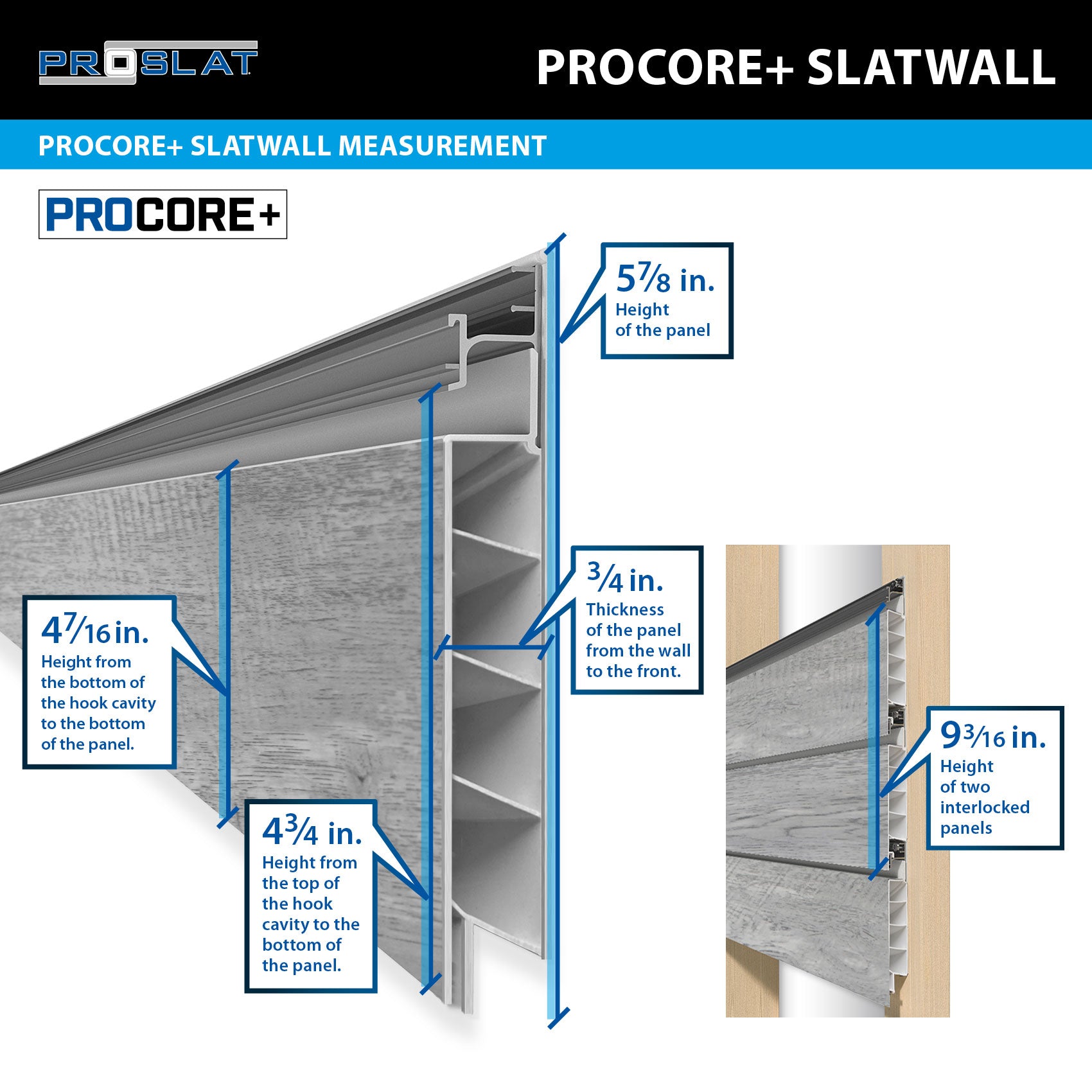 4 x 8ft. PROCORE+ Gray Wood PVC Slatwall – 4 Pack 128 sq ft