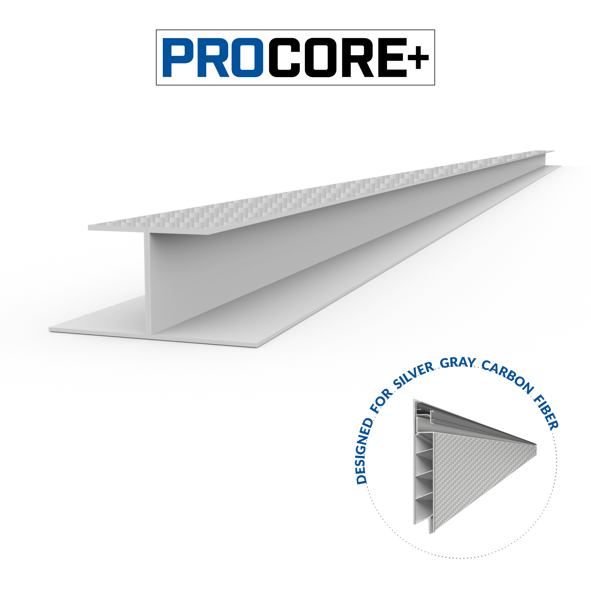 4 ft. PROCORE+ Silver gray carbon fiber PVC H-Trim