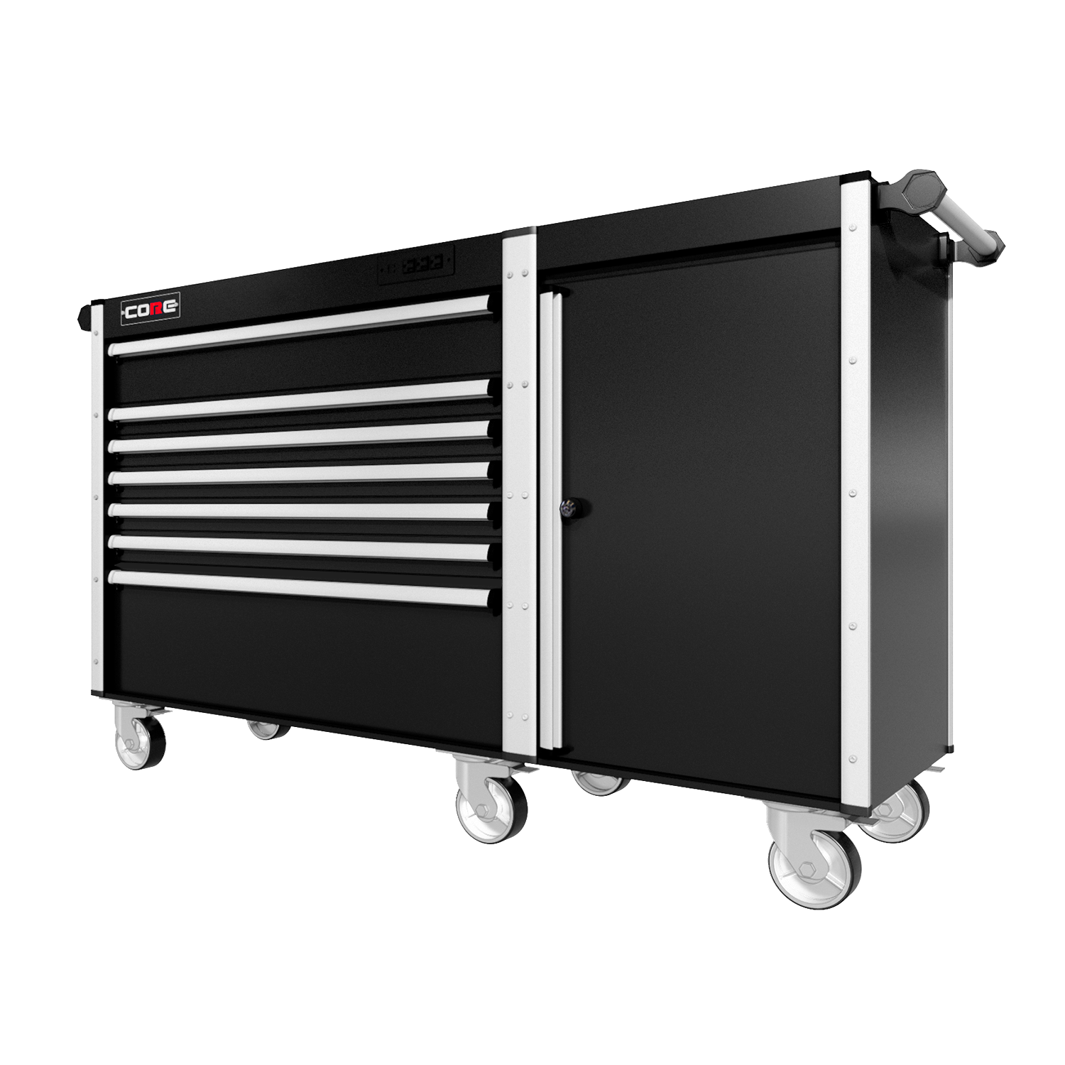 66 Series - 7 Drawers - Silver Handles - Foot Casters
