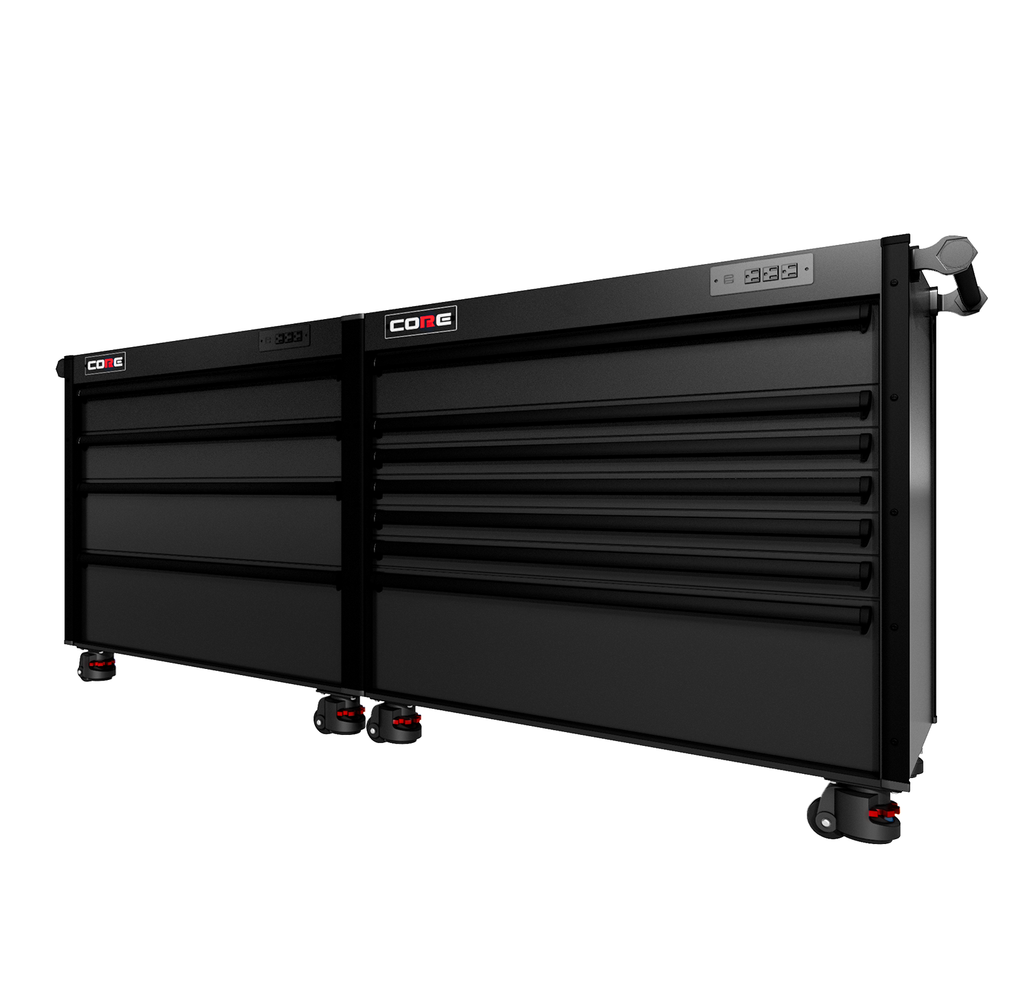 88 Series - 13 Drawers - Black Handles - Foot Casters