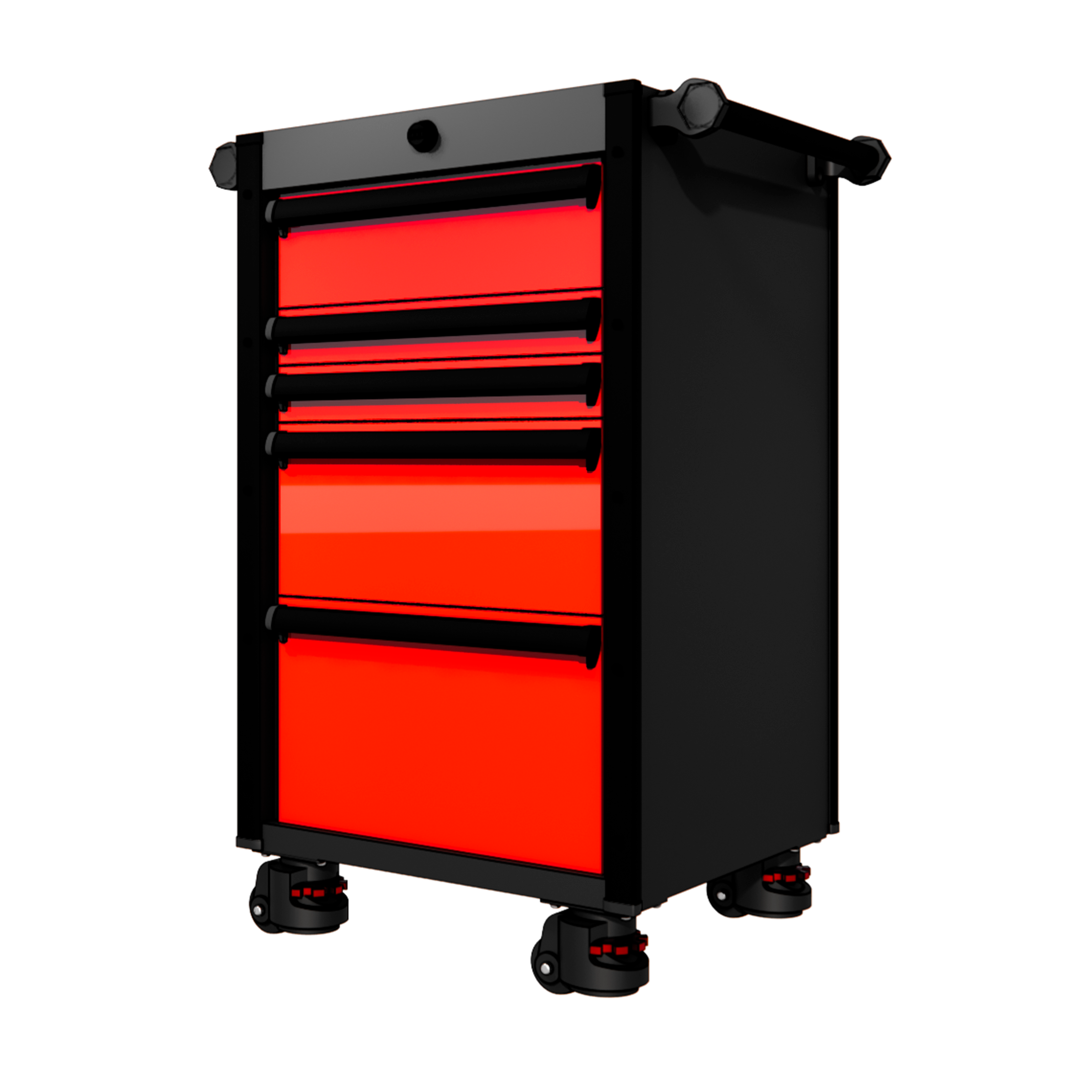 22 Series - 5 Drawers - Black Handles - Foot Casters