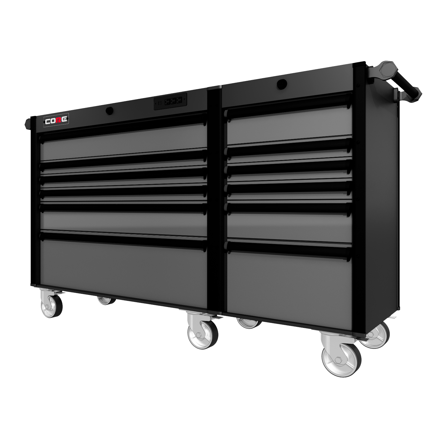 66 Series - 12 Drawers - Black Handles - Traditional Casters