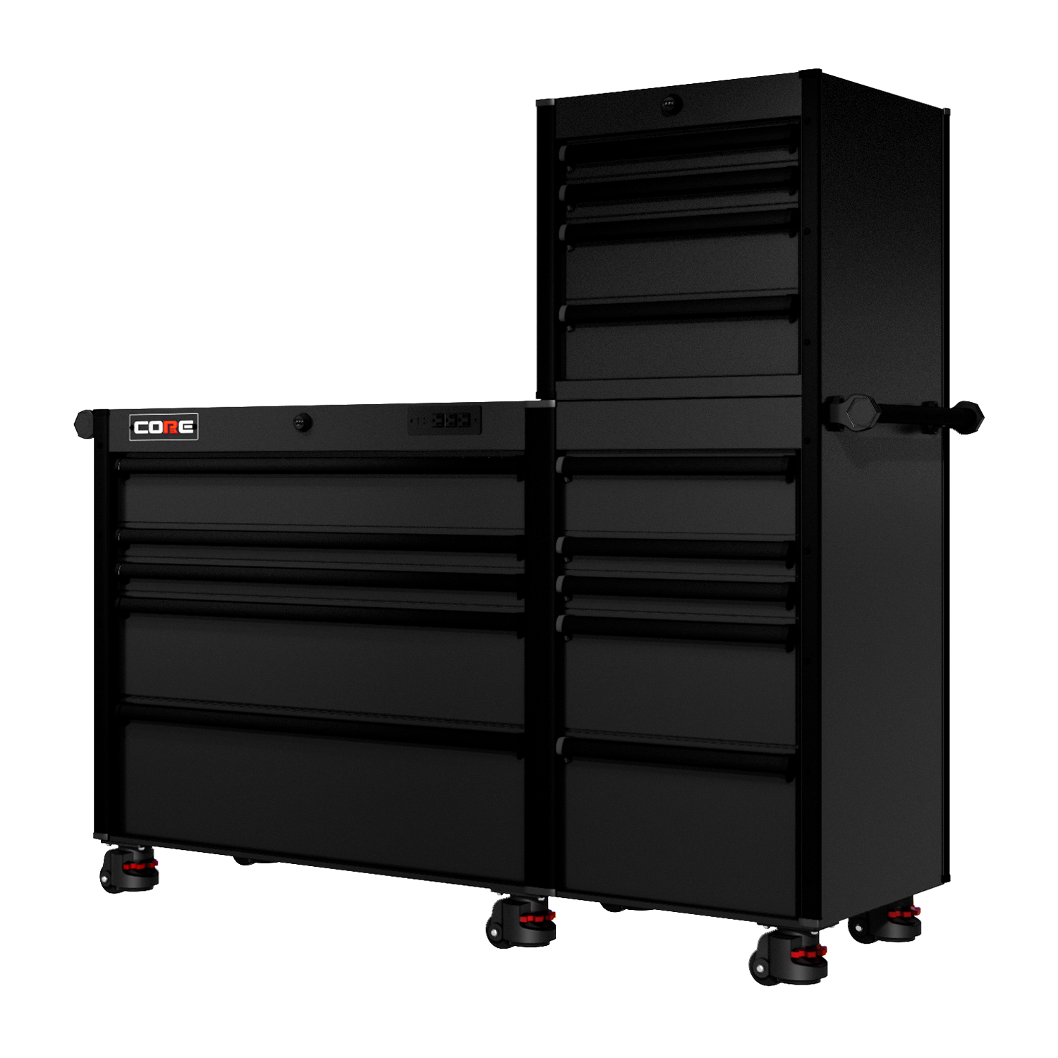 66 Series - 15 Drawers - Black Handles - Foot Casters