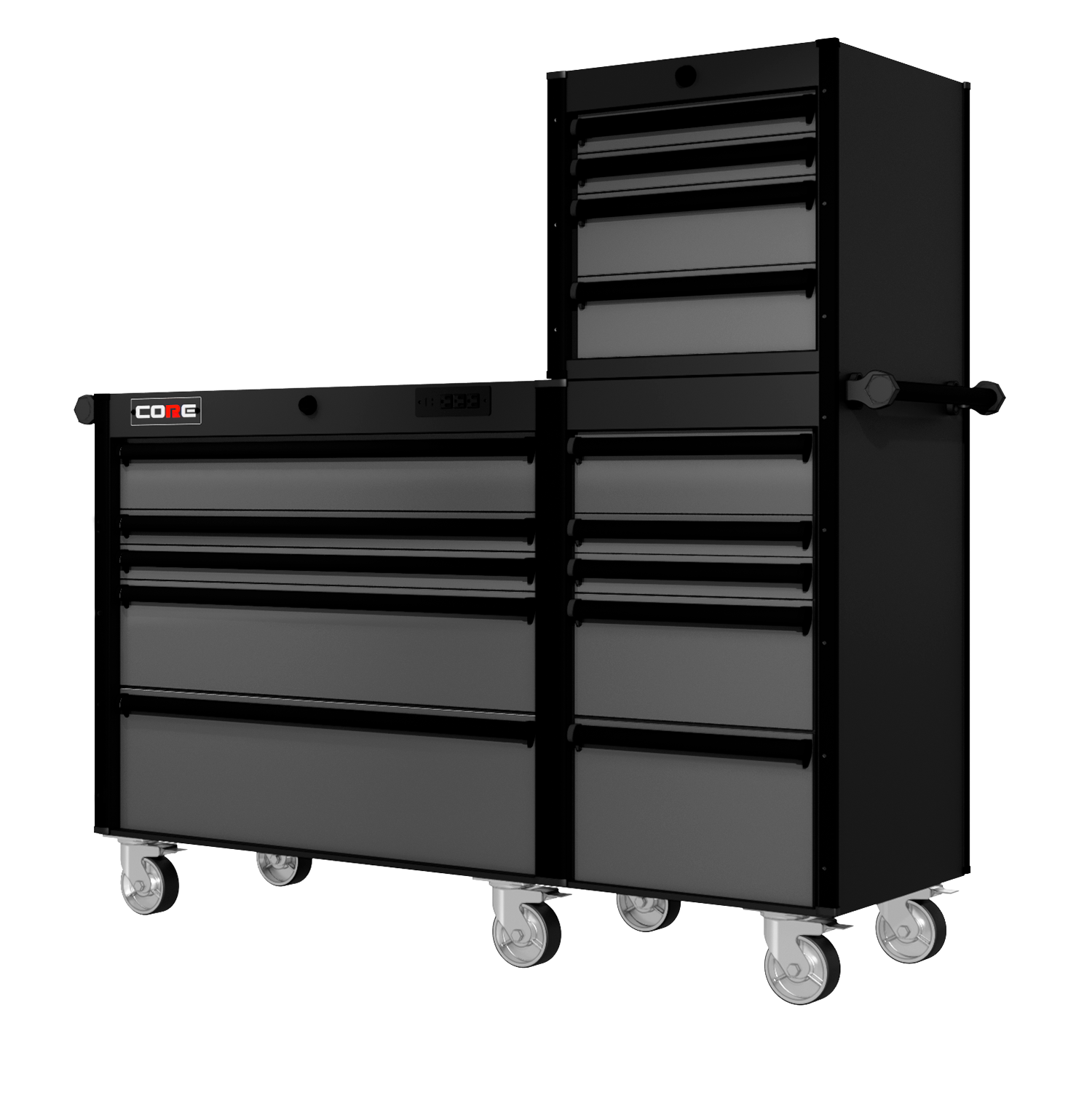 66 Series - 15 Drawers - Black Handles - Traditional Casters